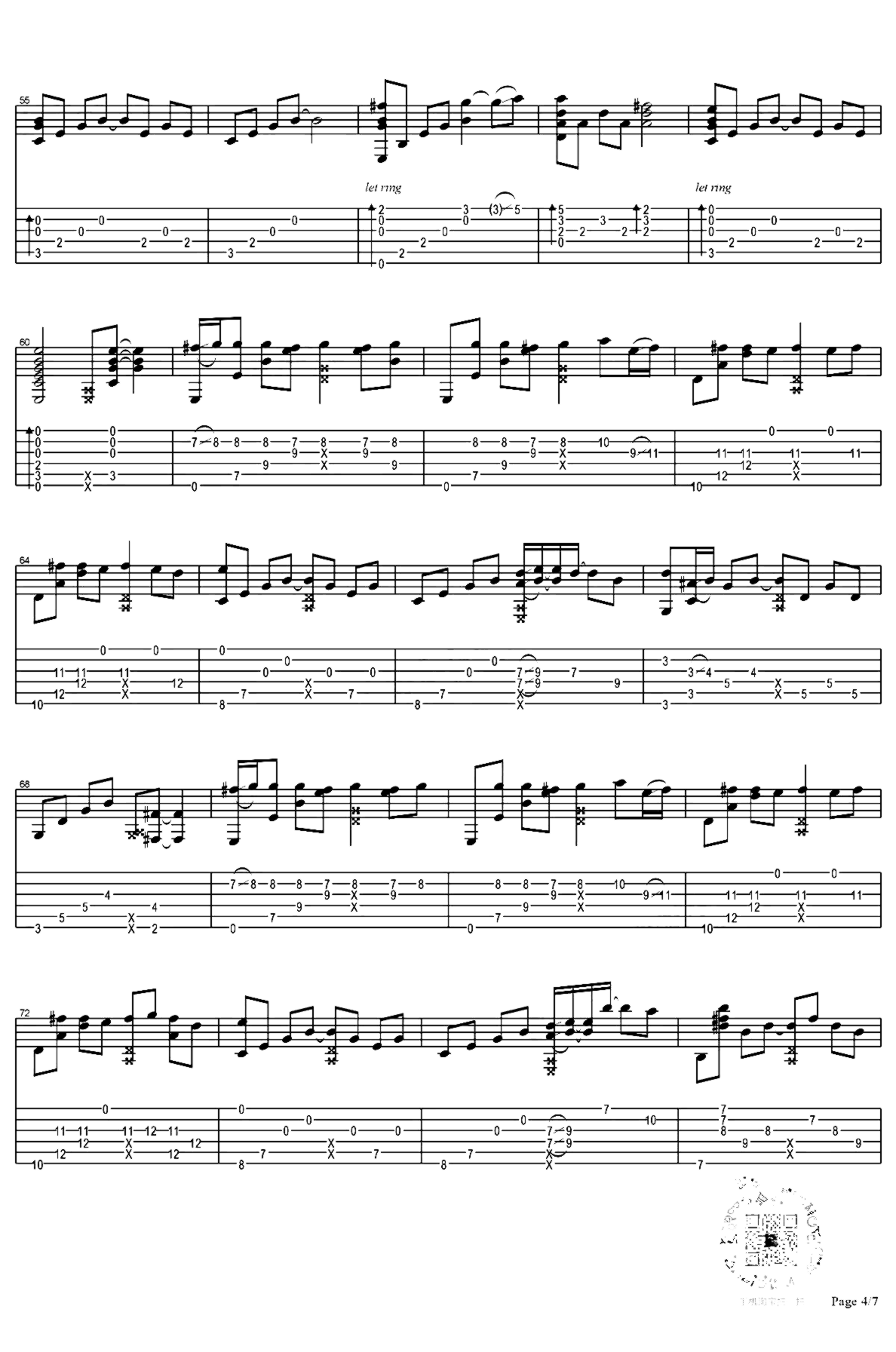 《凉凉》吉他独奏谱-谭旋