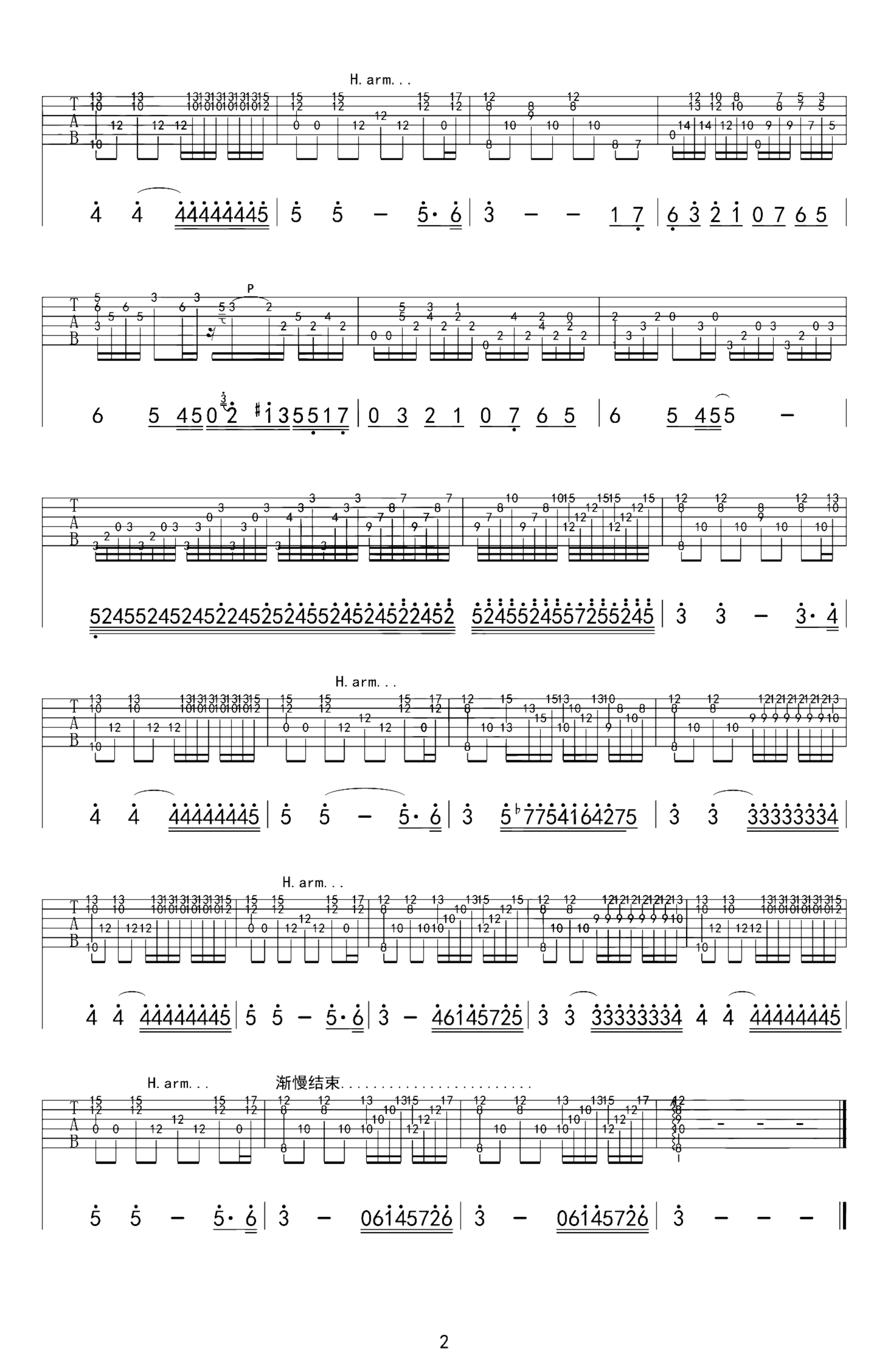 《水边的阿狄丽娜》吉他独奏谱-保罗塞内维尔