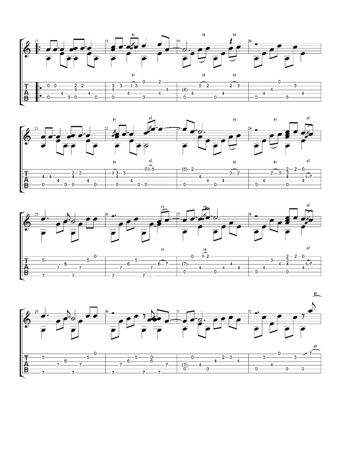 《一生所爱》吉他独奏谱-卢冠廷