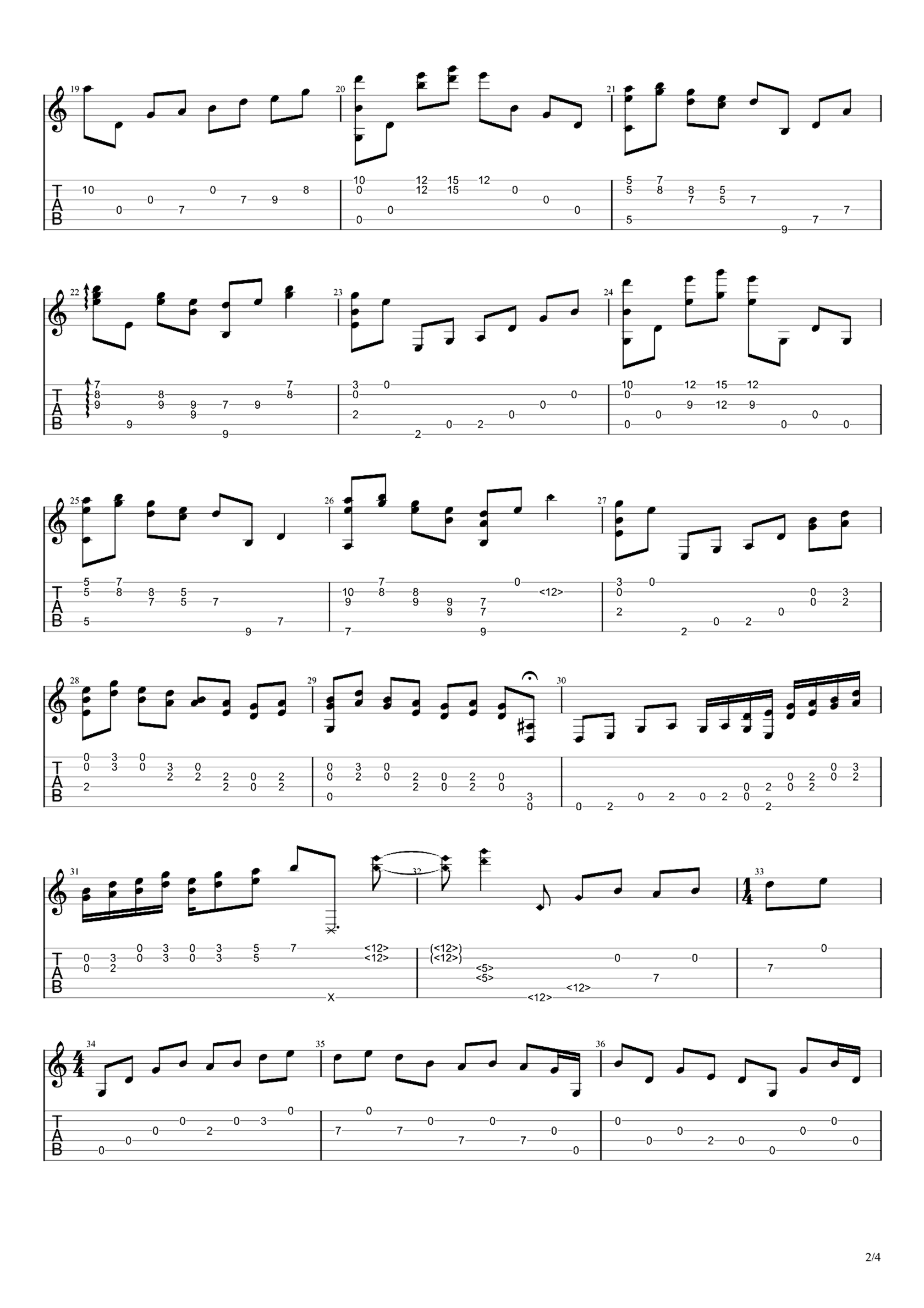 《鸿雁》吉他独奏谱-乌拉特民歌