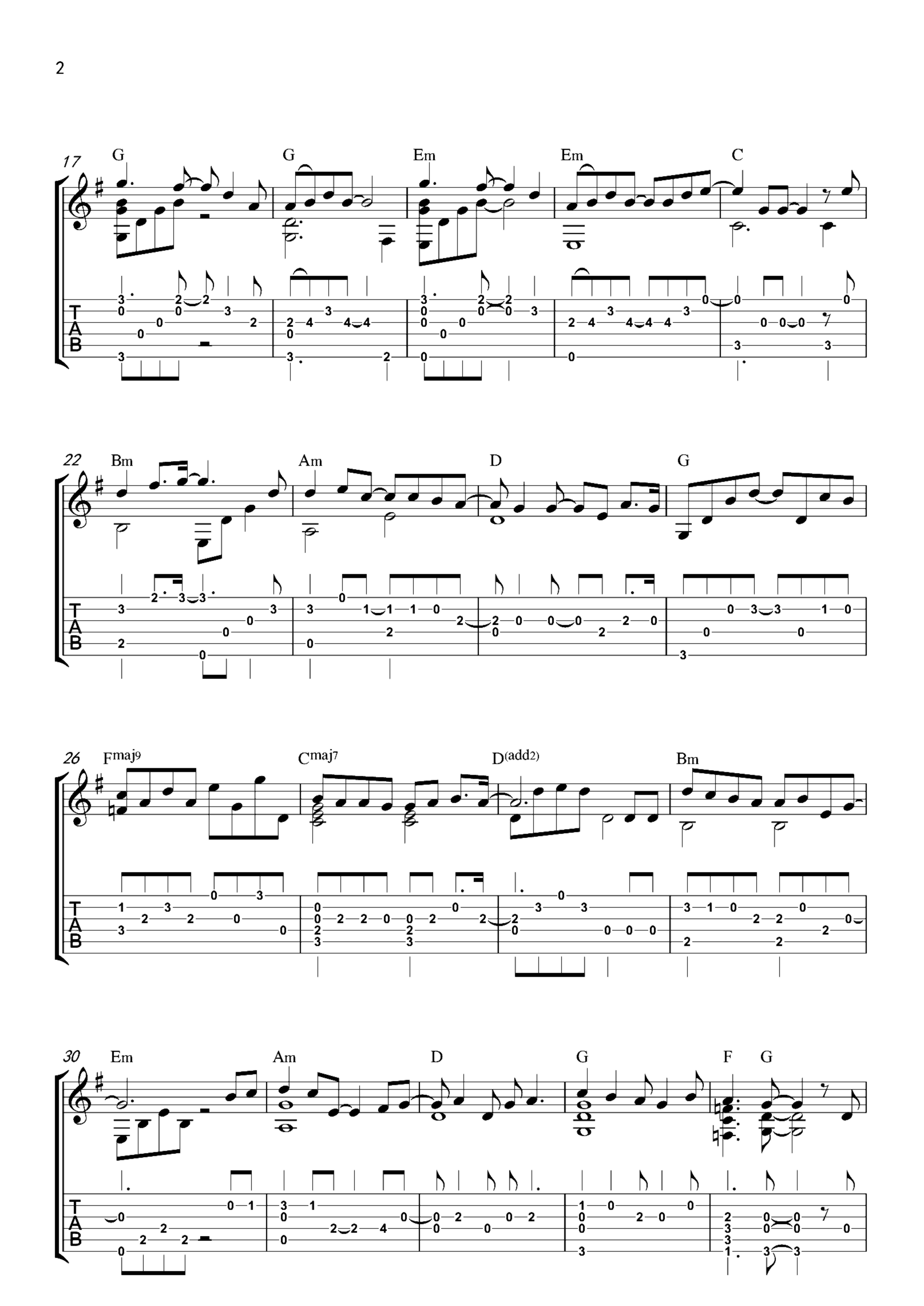 《失落沙洲》吉他独奏谱-徐佳莹