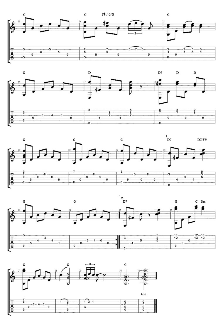 《Silent night》吉他独奏谱-佚名