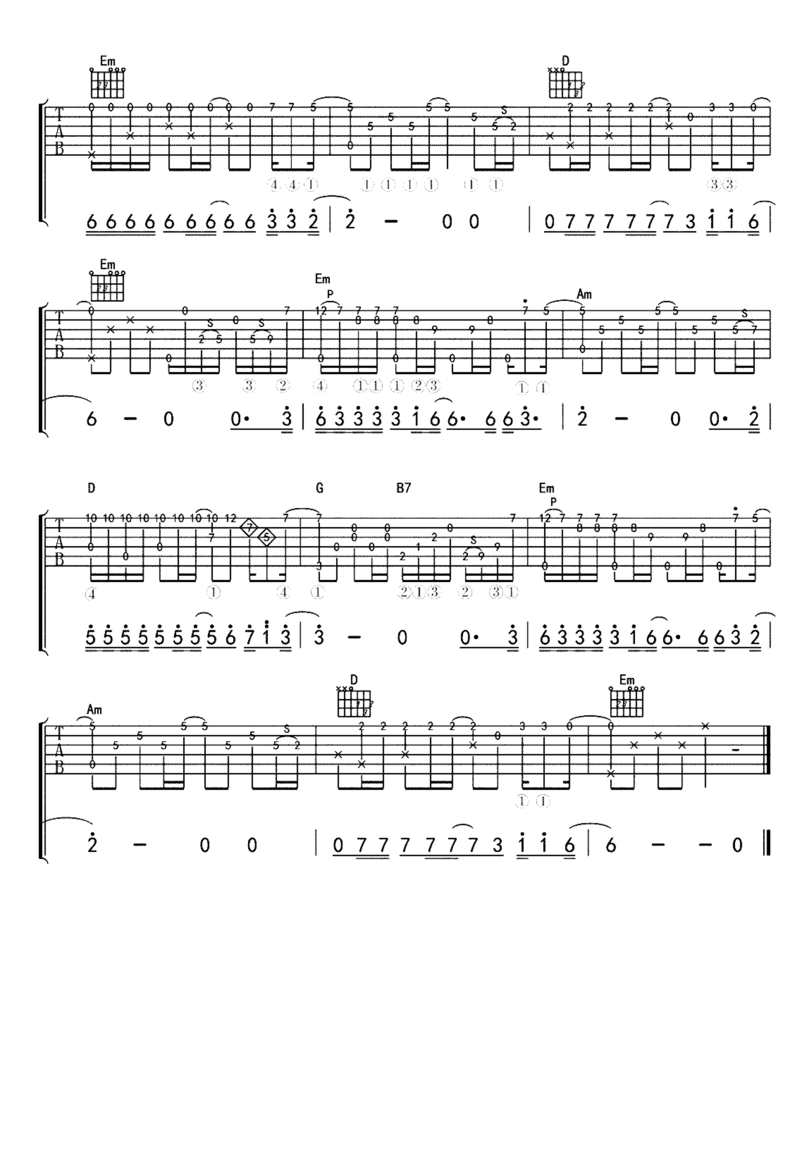 《有没有人告诉你》吉他独奏谱-陈楚生