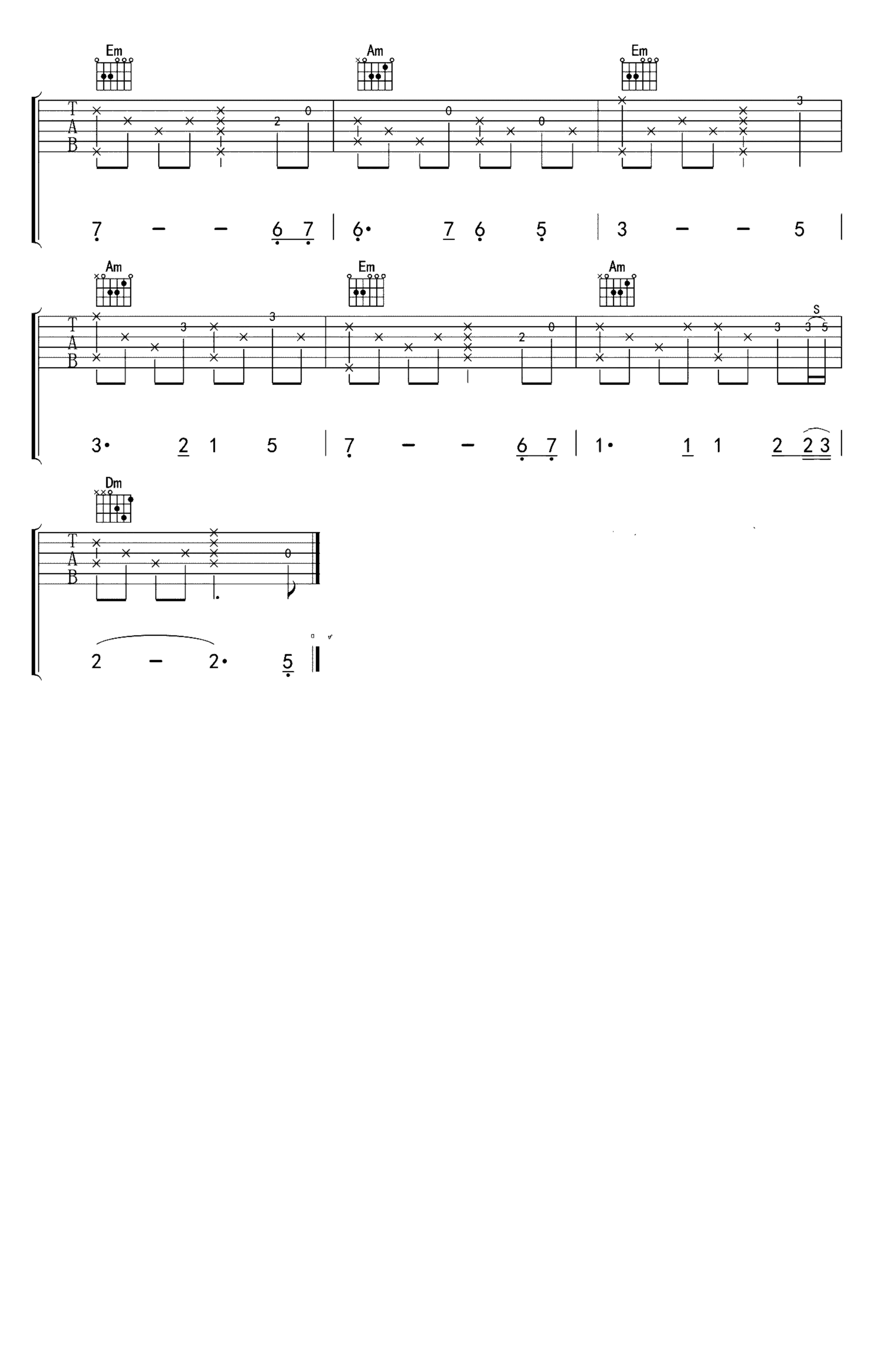 《月亮代表我的心》吉他独奏谱-孙仪,汤尼