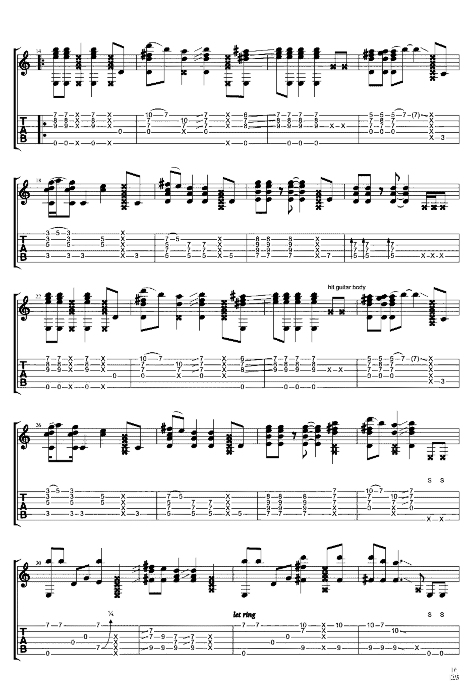 《Beat it》吉他独奏谱-Michael