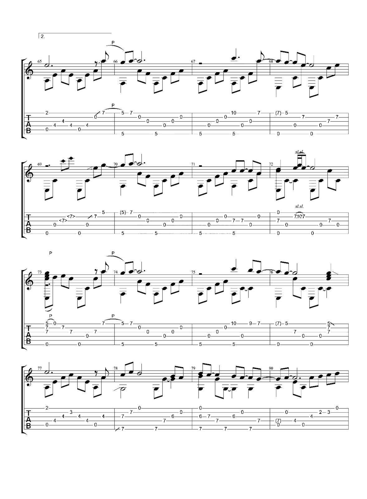 《一生所爱》吉他独奏谱-卢冠廷