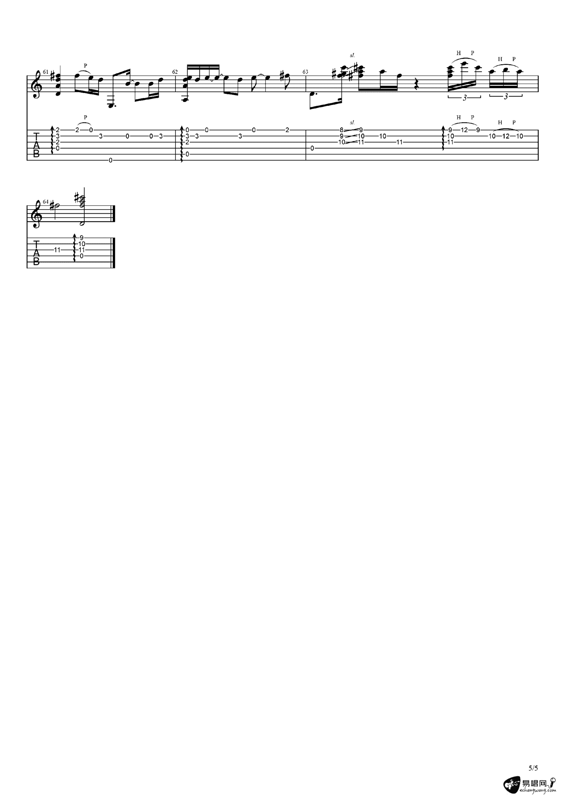 《说散就散》吉他独奏谱-词曲: