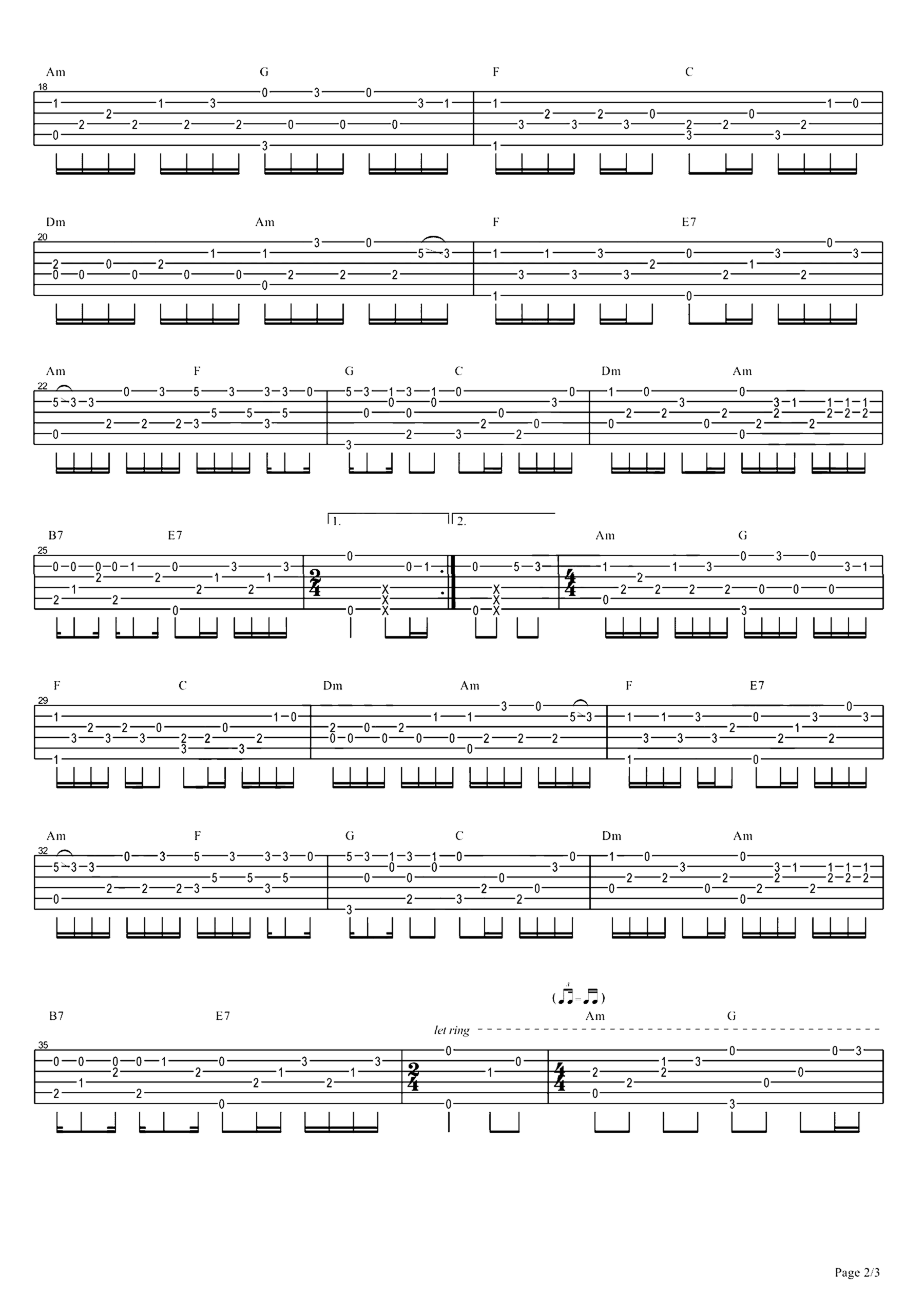 《童话镇》吉他独奏谱-竹君,暗杠