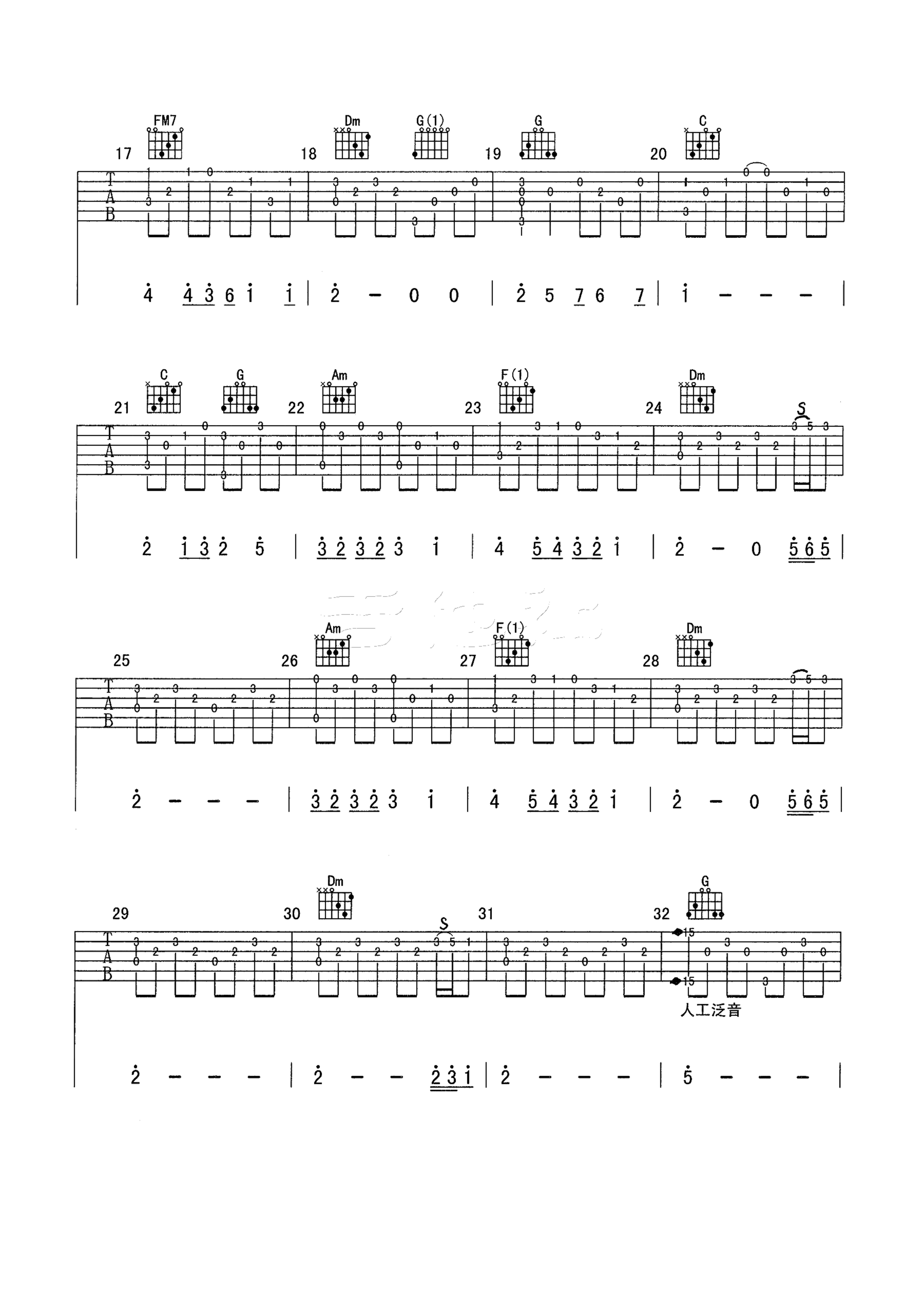 《但愿人长久》吉他独奏谱-苏轼,梁弘志