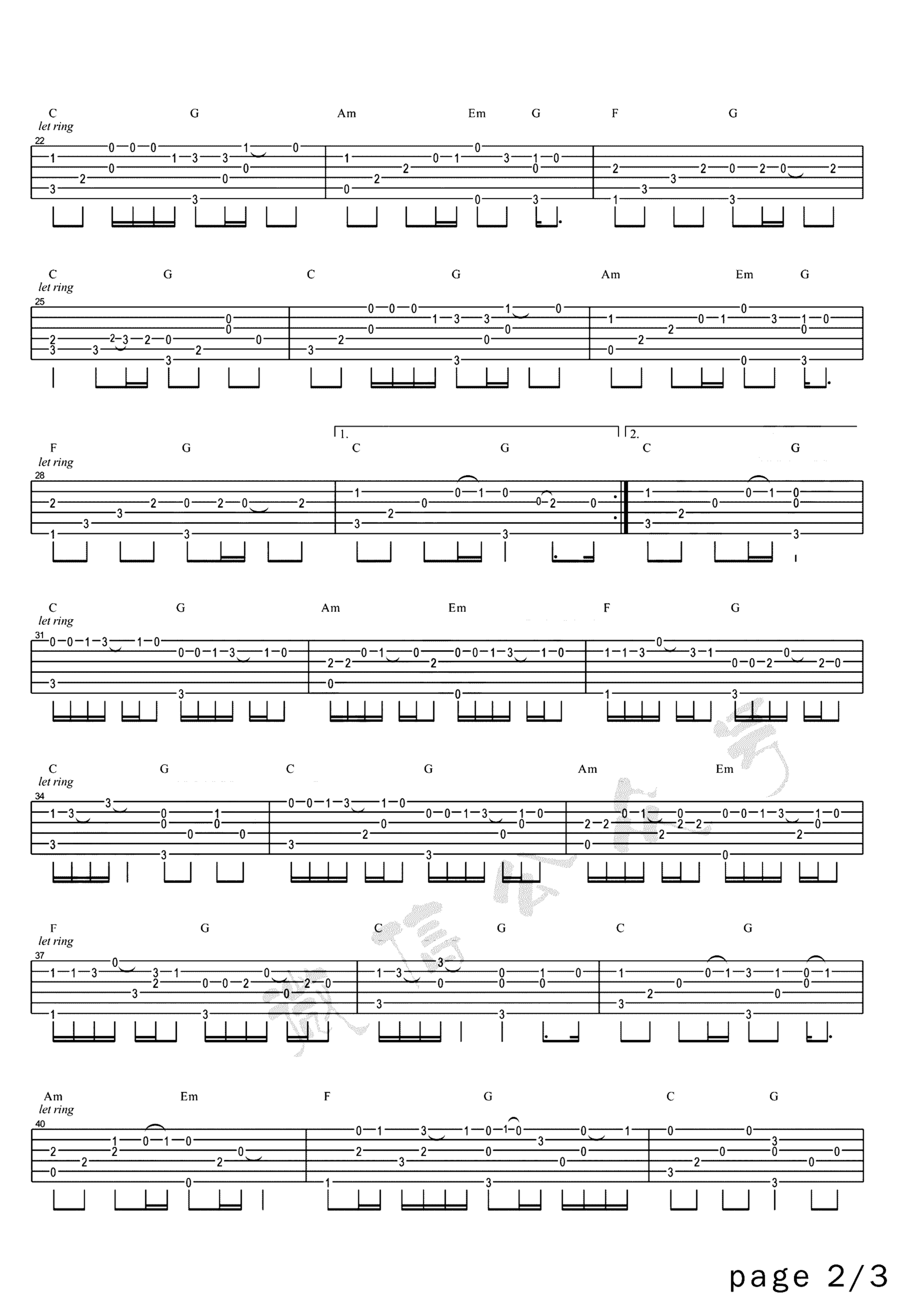 《光辉岁月》吉他独奏谱-黄家驹