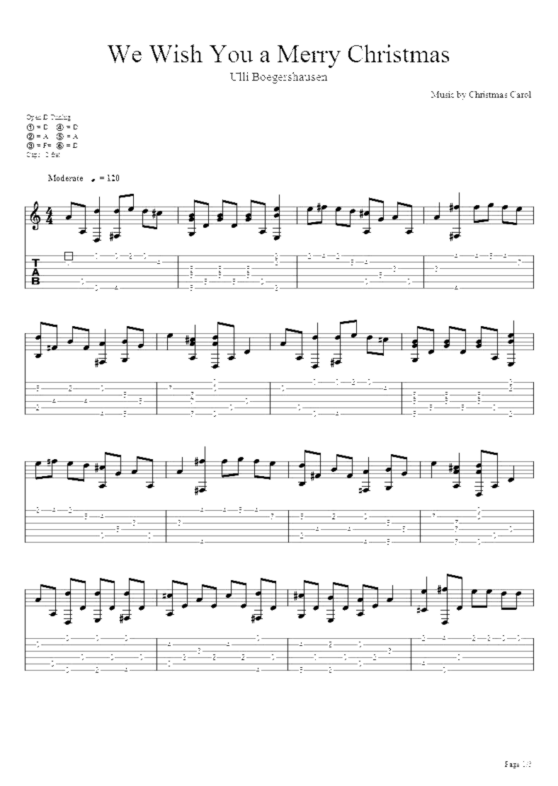 《We Wish You a Merry Christmas》吉他独奏谱-圣诞歌曲