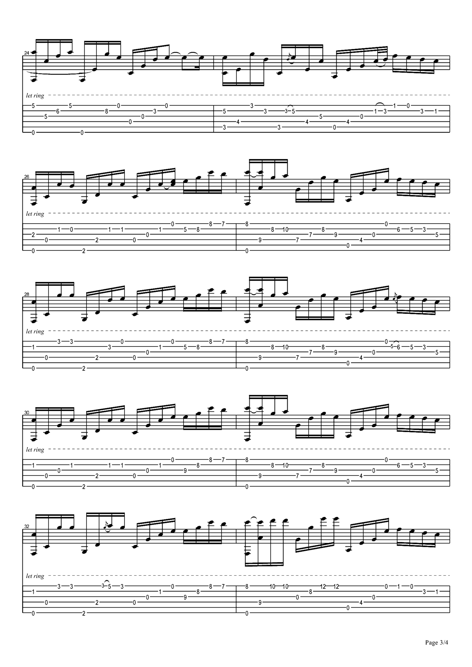 《一直很安静》吉他独奏谱-蔡如岳