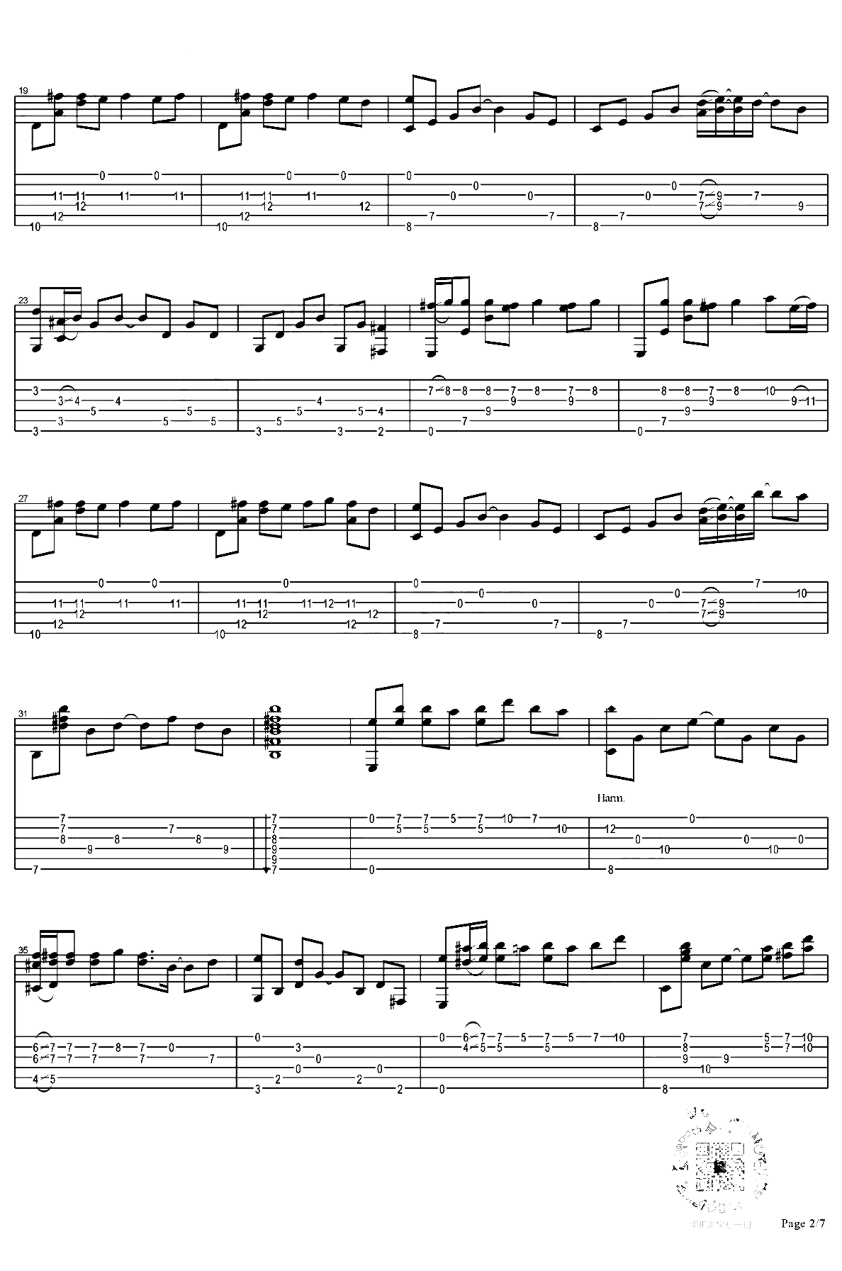 《凉凉》吉他独奏谱-谭旋