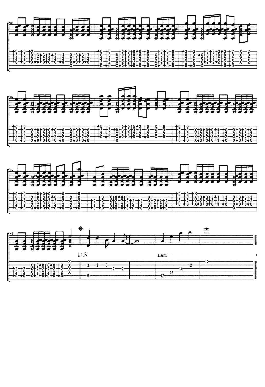 《一无所有》吉他独奏谱-崔健