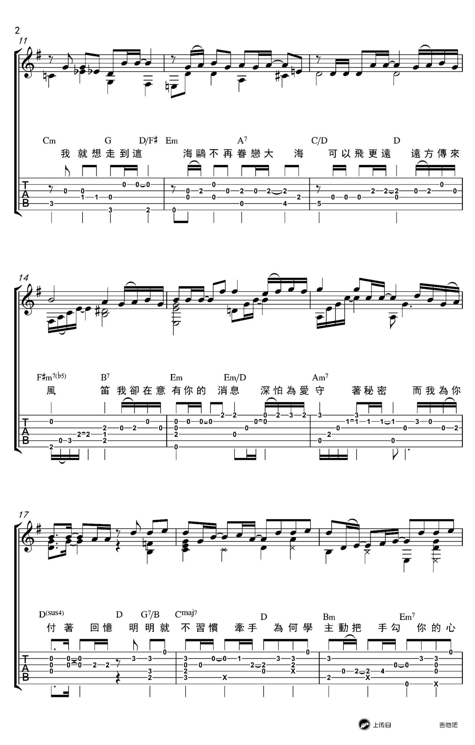 《明明就》吉他独奏谱-周杰伦