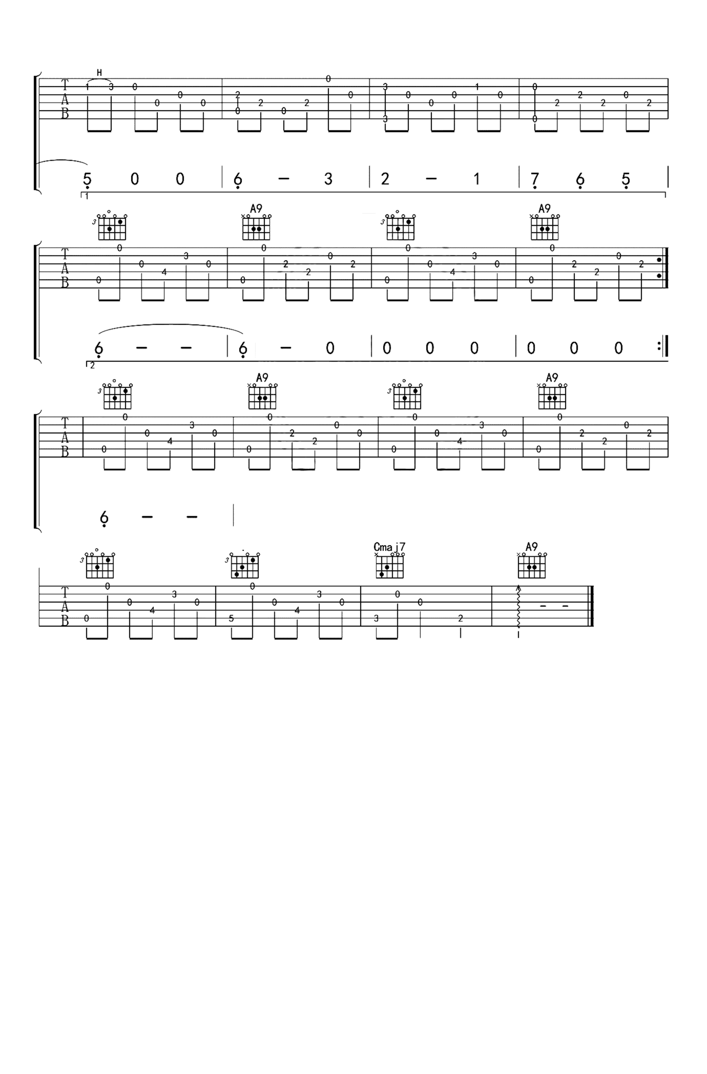 《斯卡保罗集市》吉他独奏谱-英国民歌