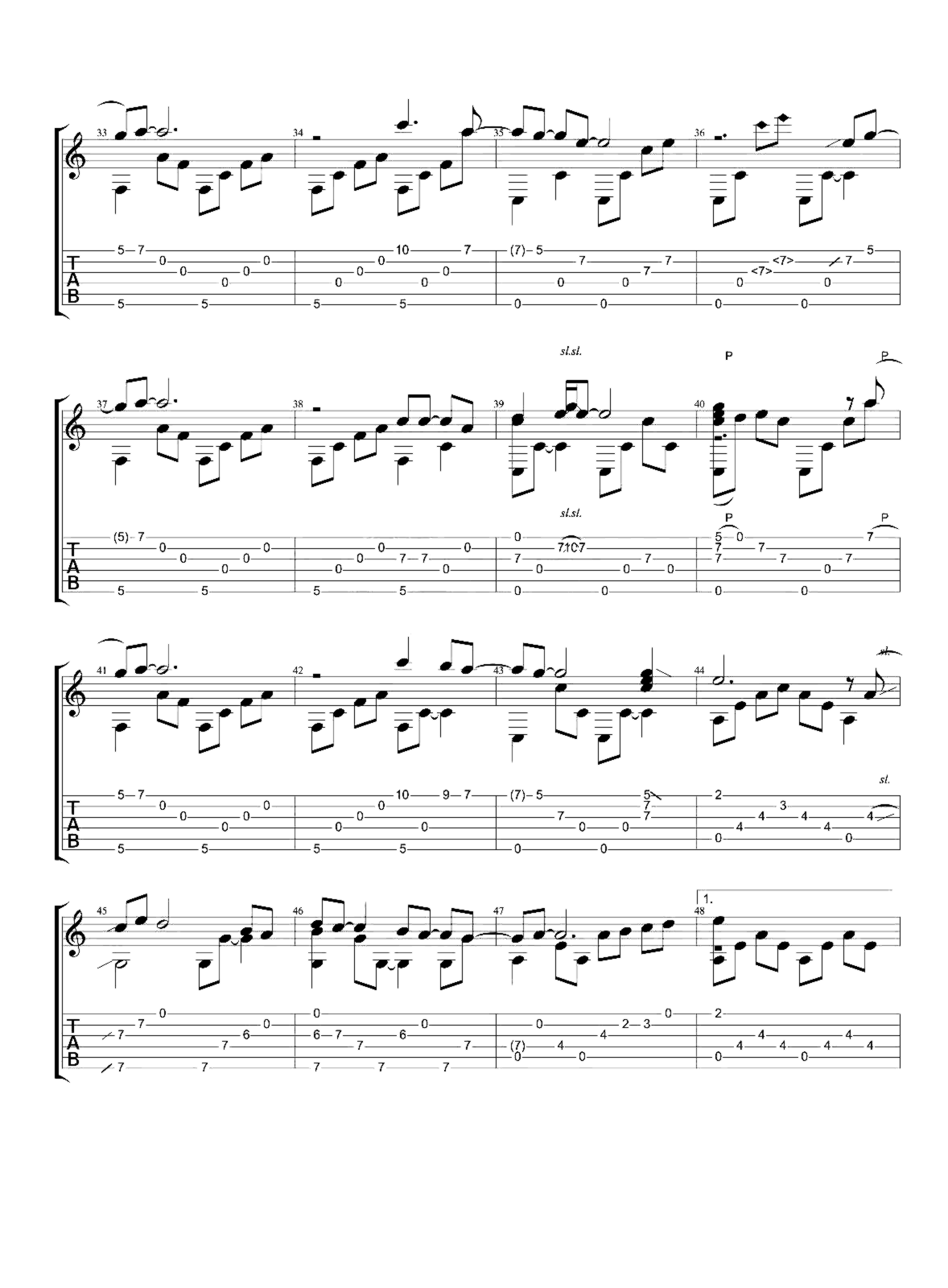 《一生所爱》吉他独奏谱-卢冠廷