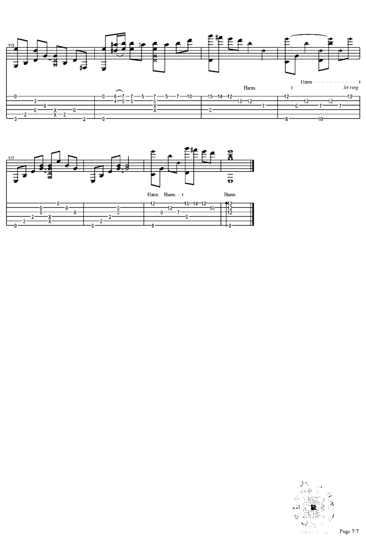 《凉凉》吉他独奏谱-谭旋