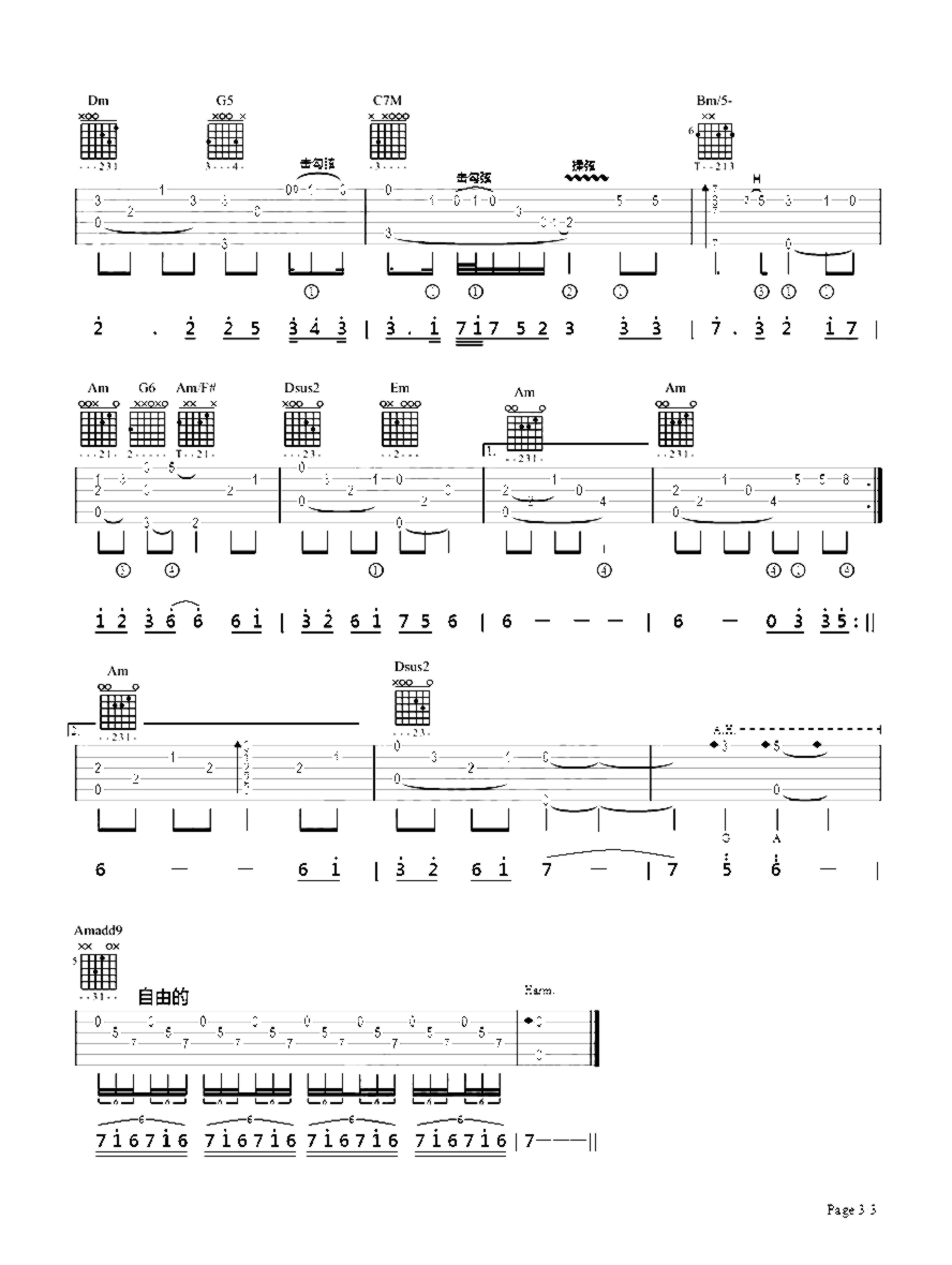 《烟花易冷》吉他独奏谱-方文山,周杰伦