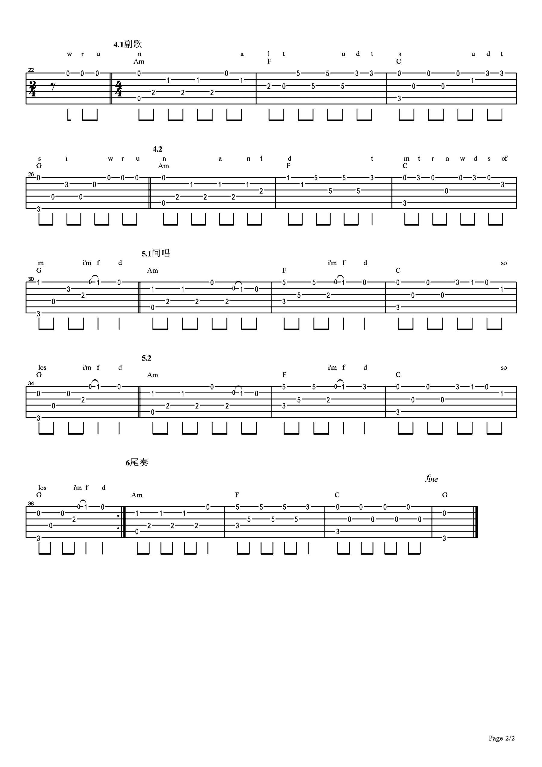 《Faded》吉他独奏谱-