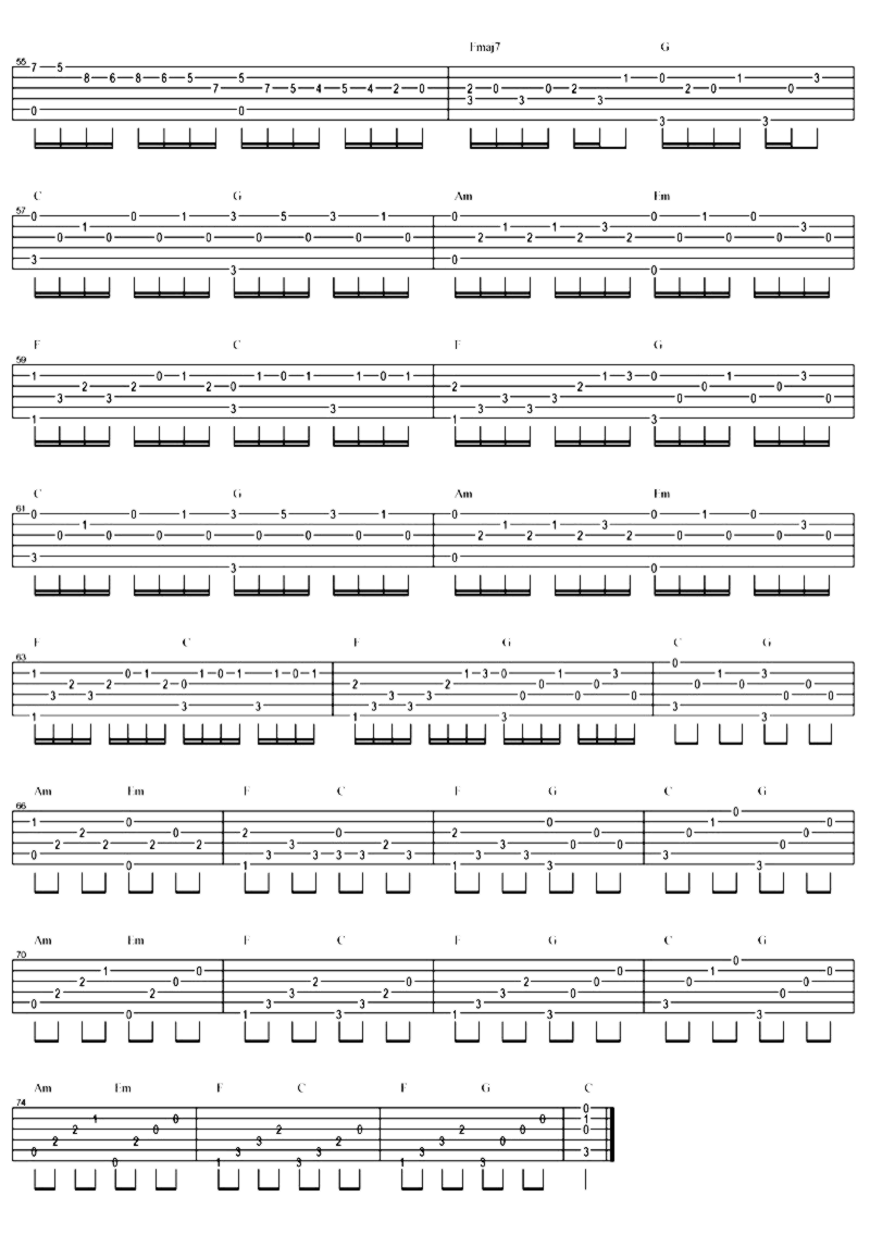 《卡农》吉他独奏谱-Pachelbel