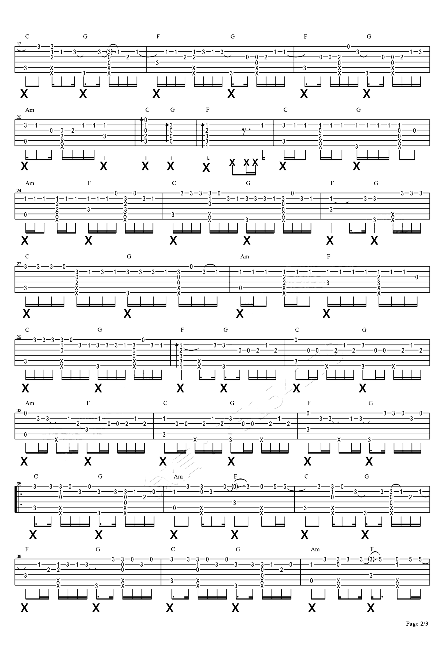 《去年夏天》吉他独奏谱-家家