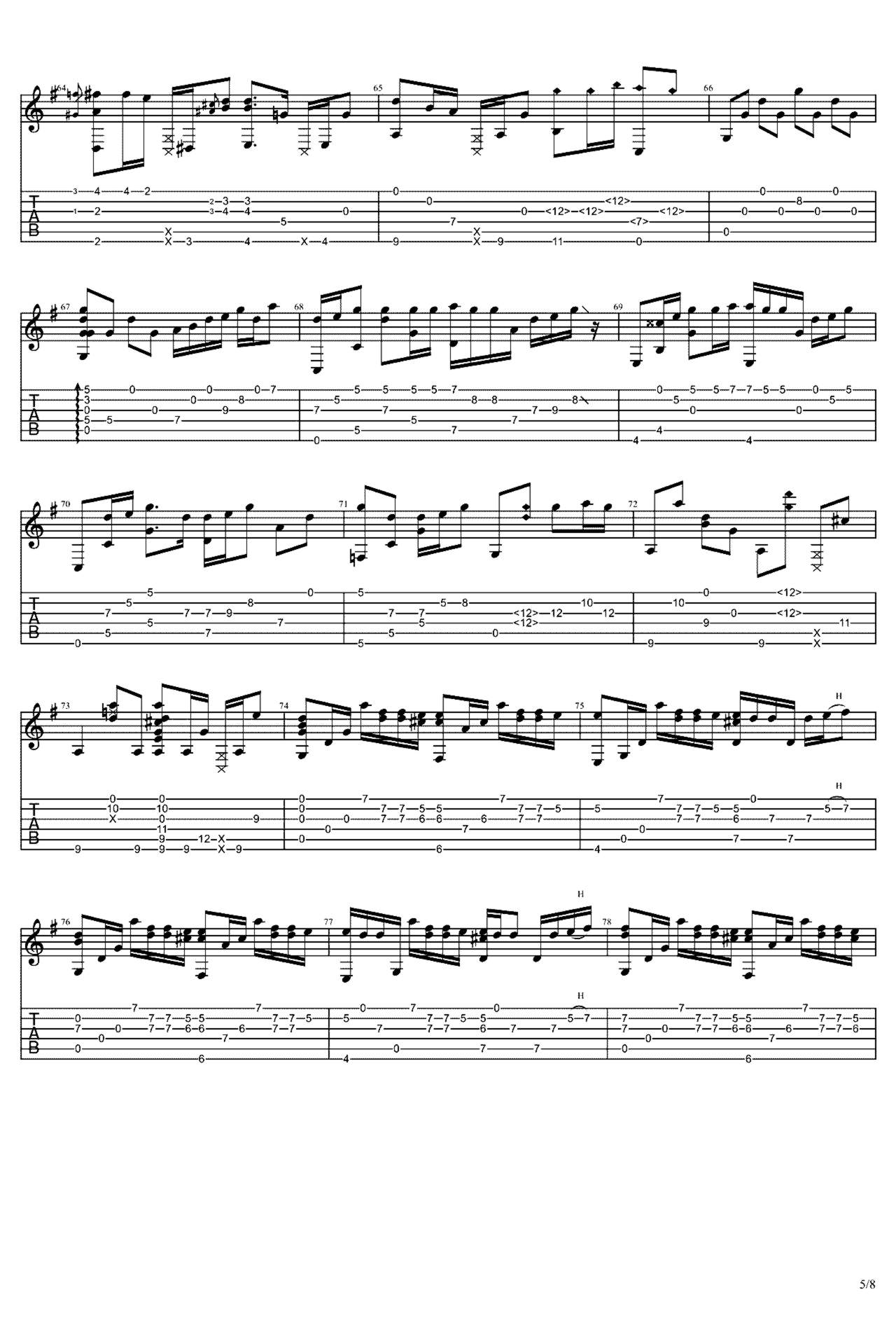 《没什么大不了》吉他独奏谱-野田洋次郎