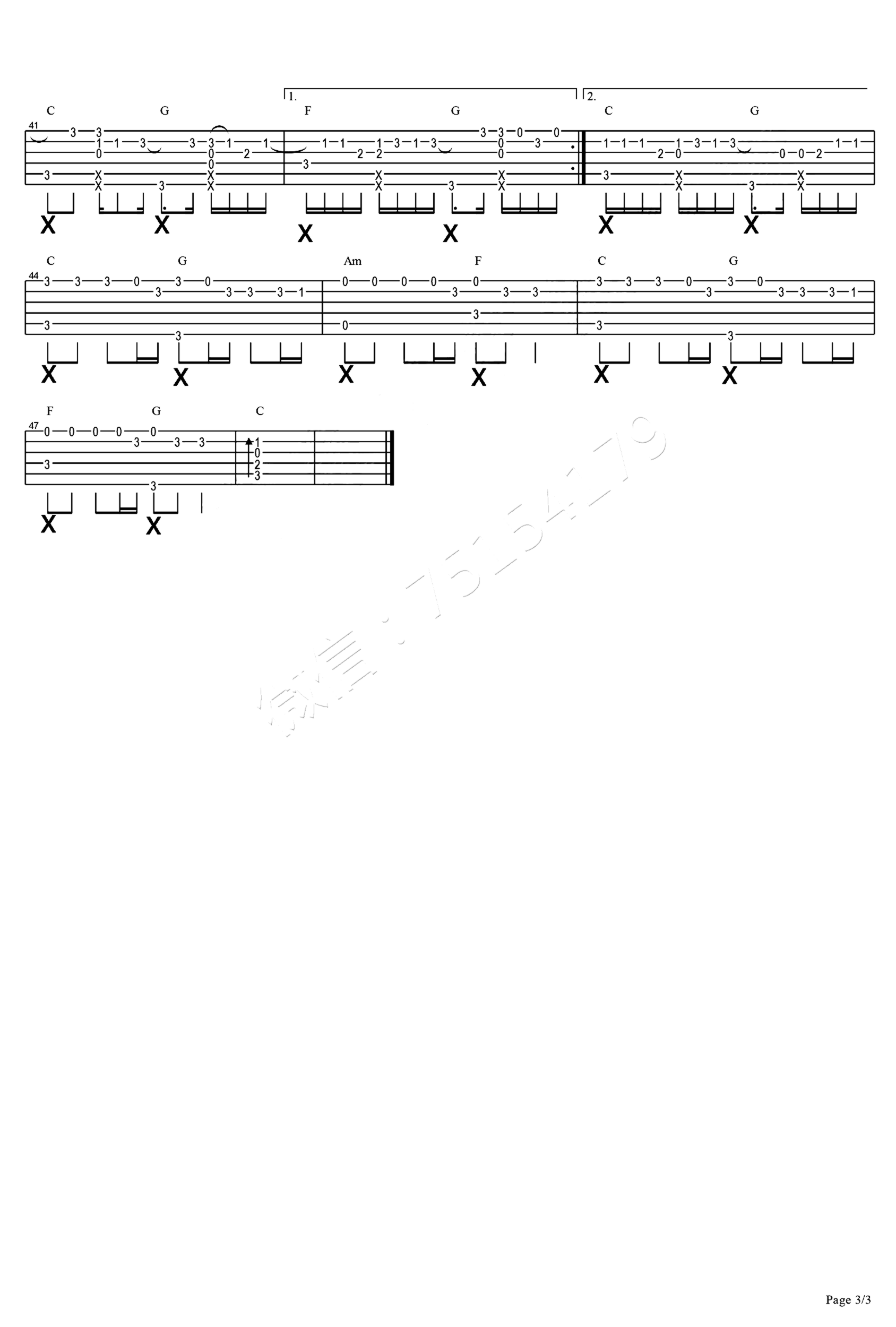 《去年夏天》吉他独奏谱-家家