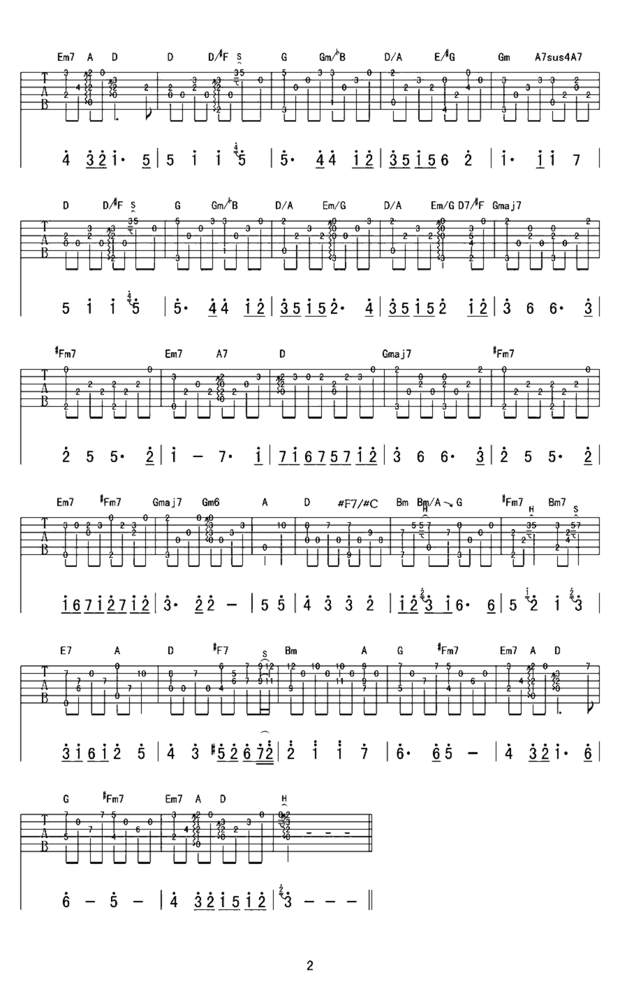 《风之诗》吉他独奏谱-押尾光太郎