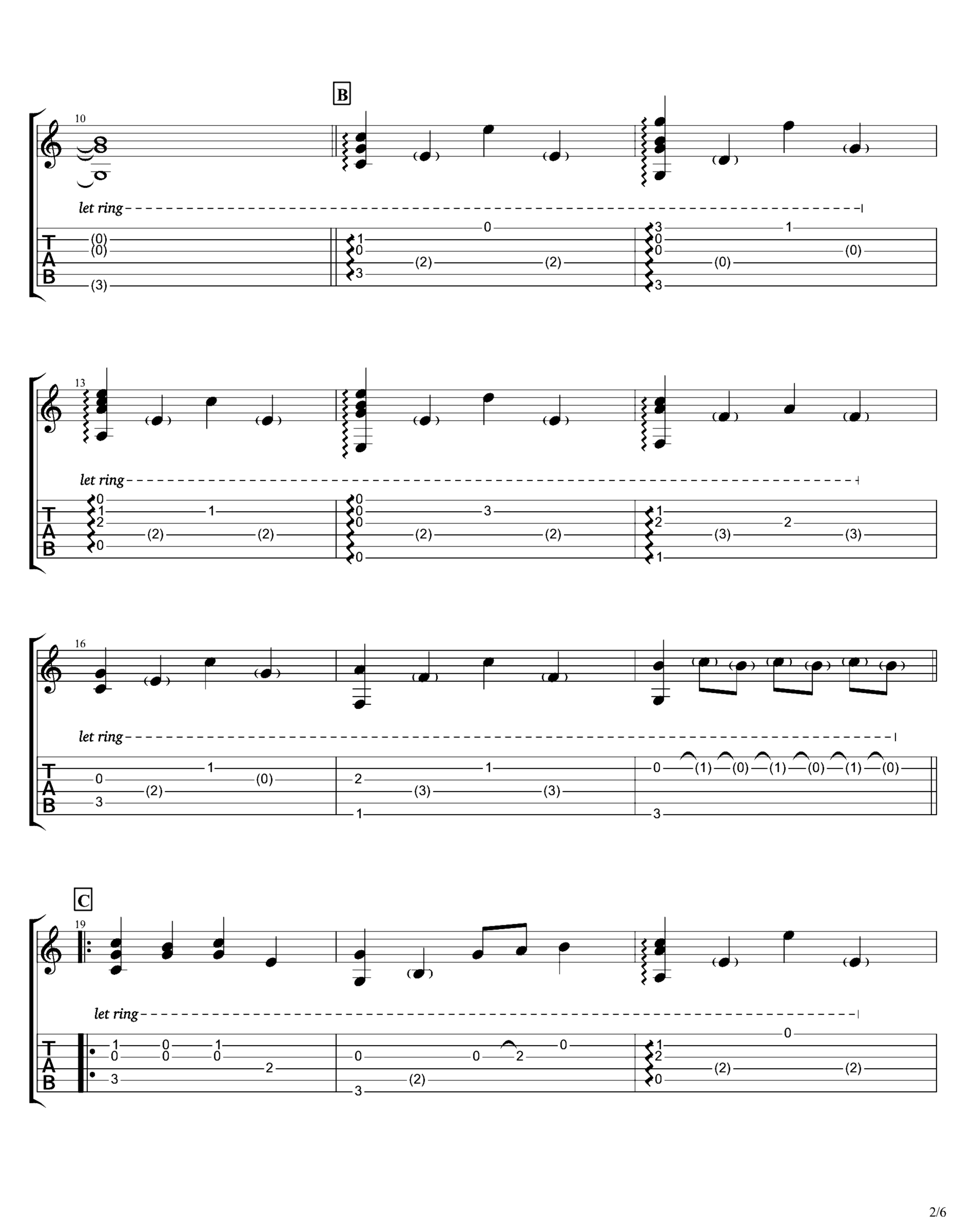 《卡农》吉他独奏谱-佚名