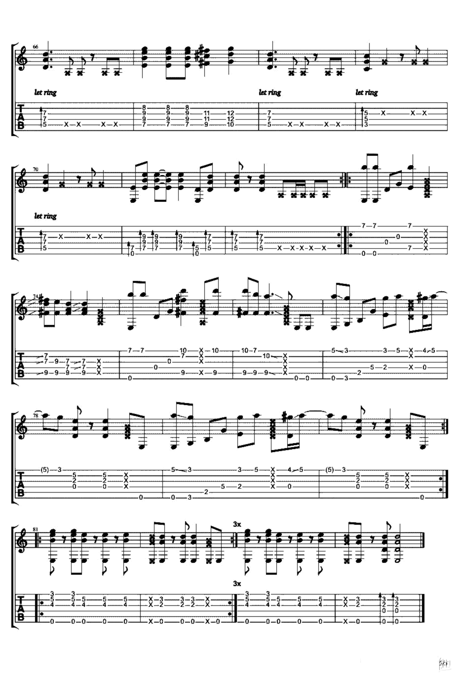 《Beat it》吉他独奏谱-Michael