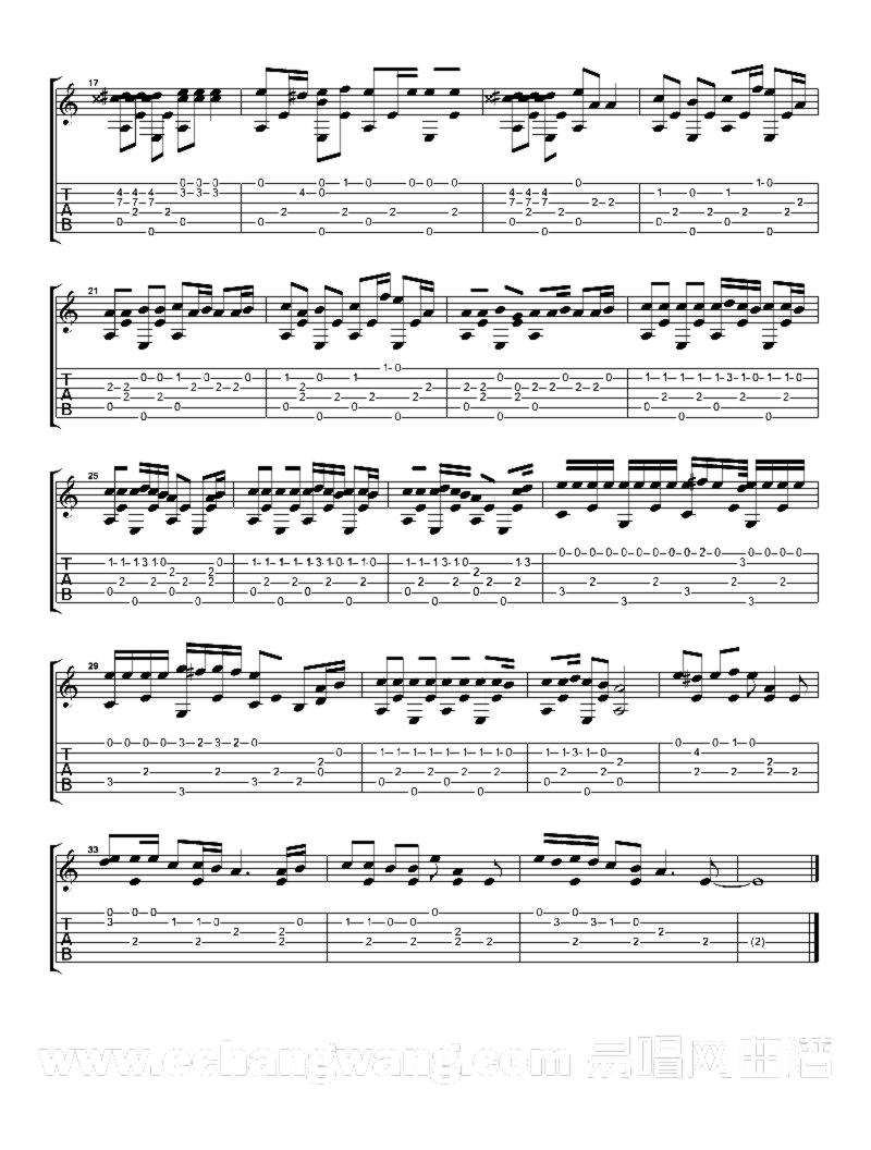 《愤怒的小鸟》吉他独奏谱-游戏背景音乐