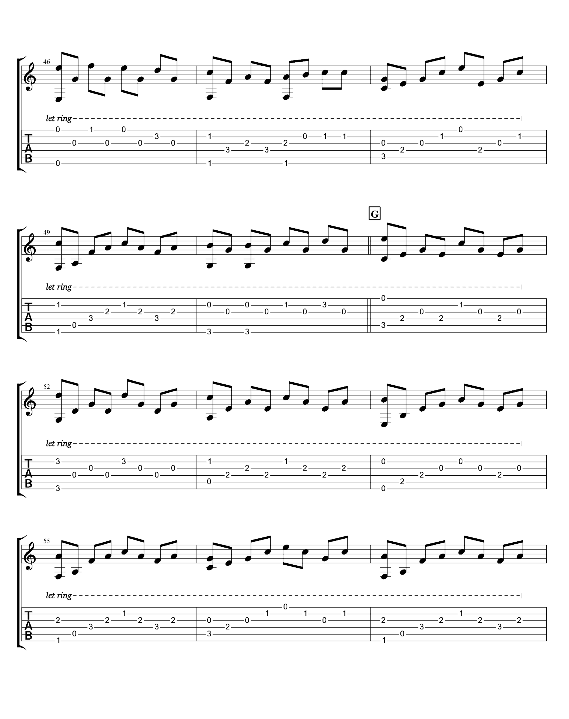 《卡农》吉他独奏谱-佚名