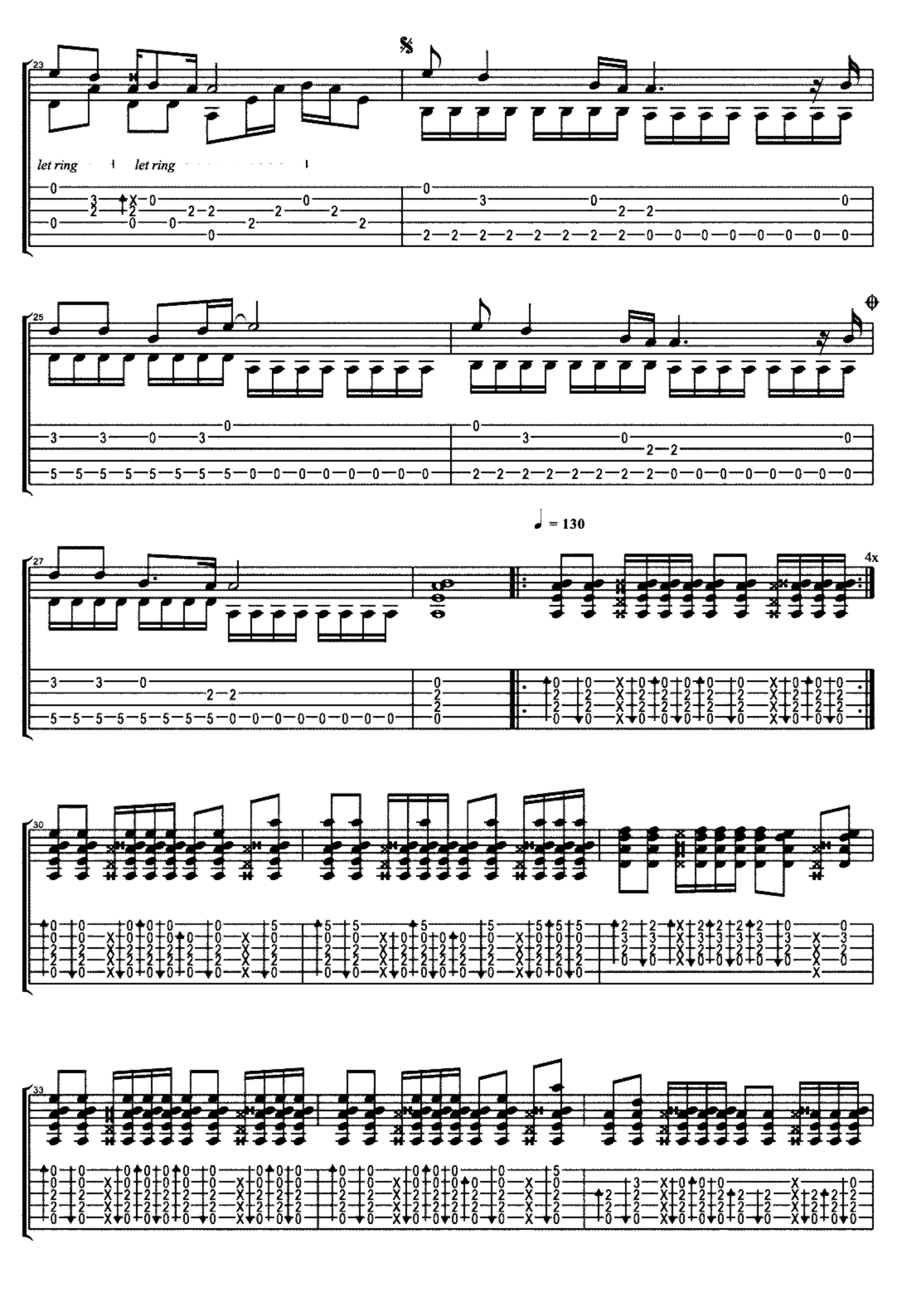 《一无所有》吉他独奏谱-崔健