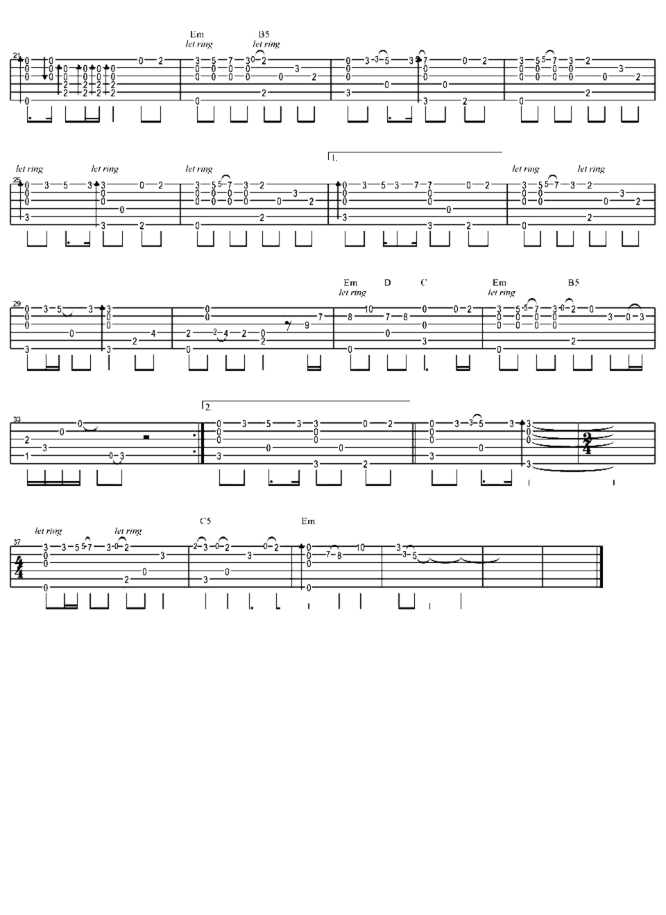 《美丽的神话》吉他独奏谱-崔浚荣