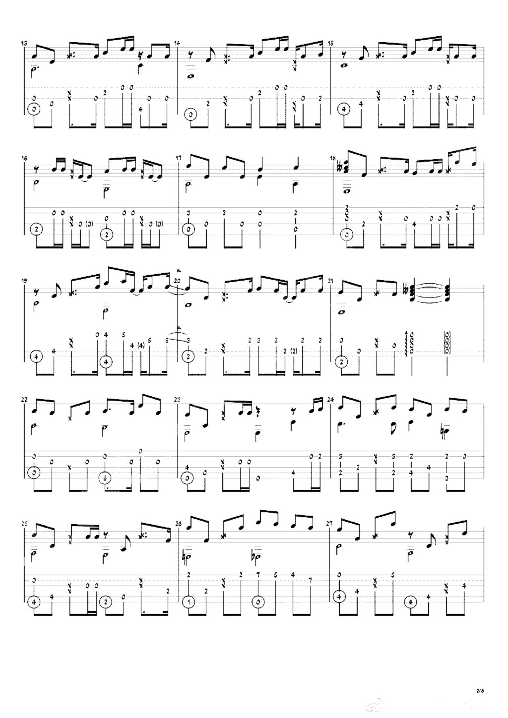 《等你下课》吉他独奏谱-周杰伦