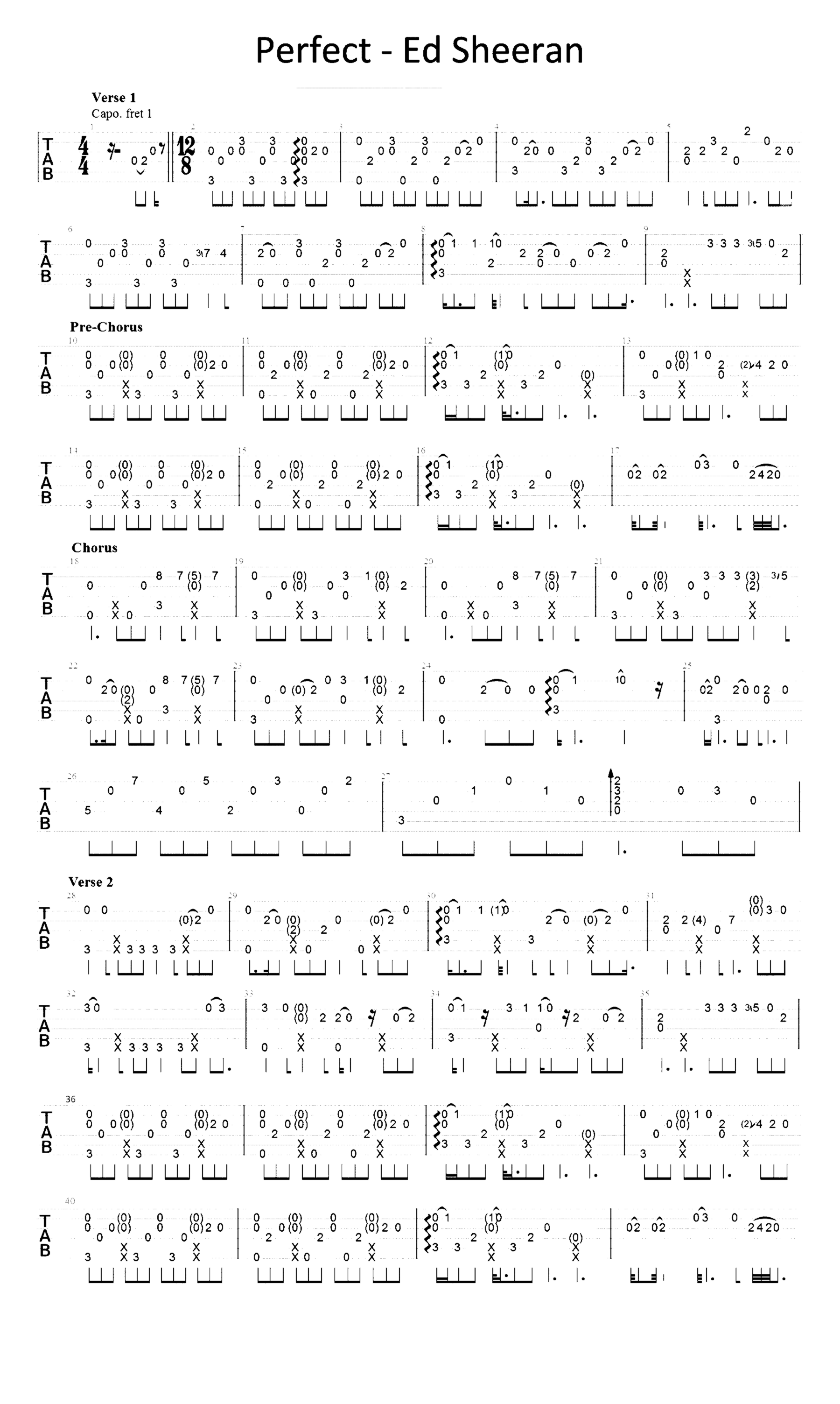 《Perfect》吉他独奏谱-