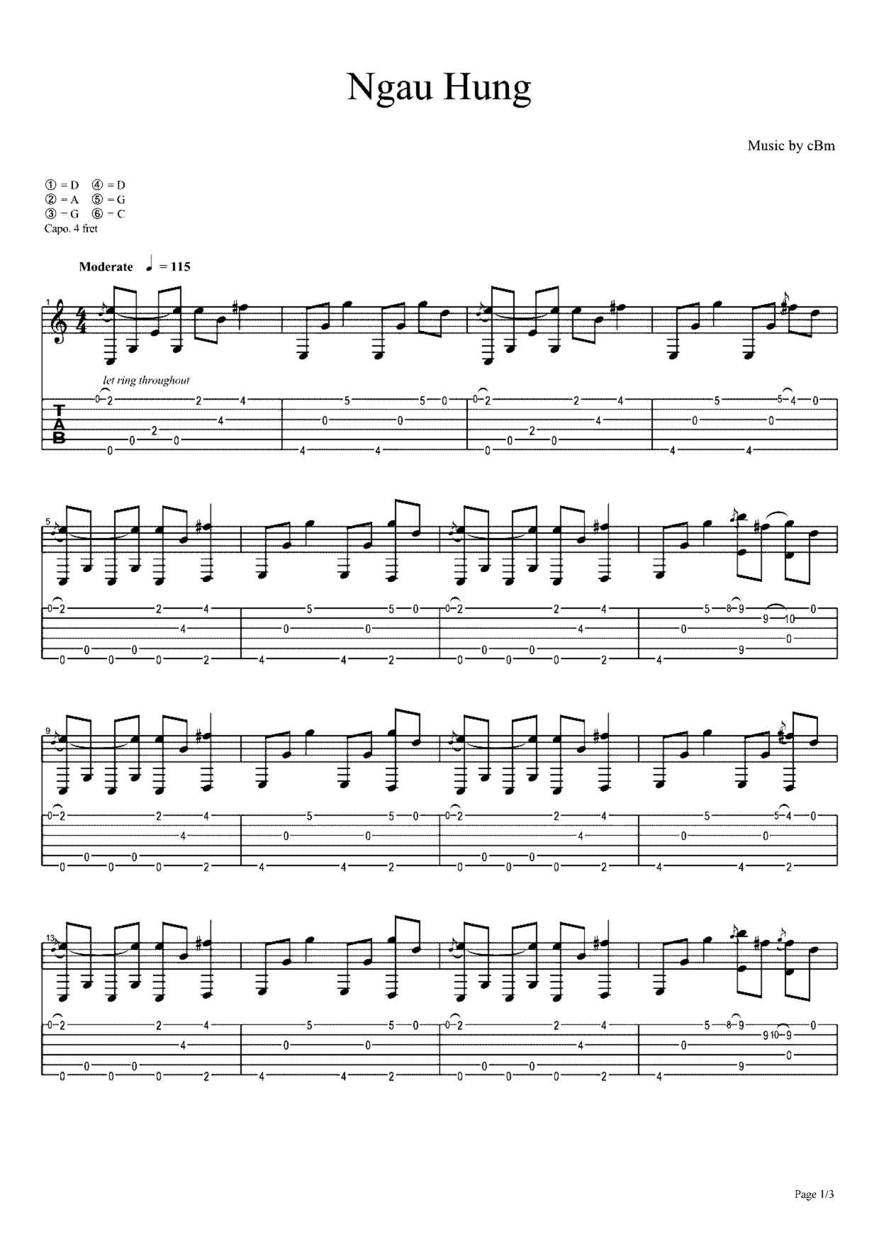 《PDD洪荒之力》吉他独奏谱-Ngau