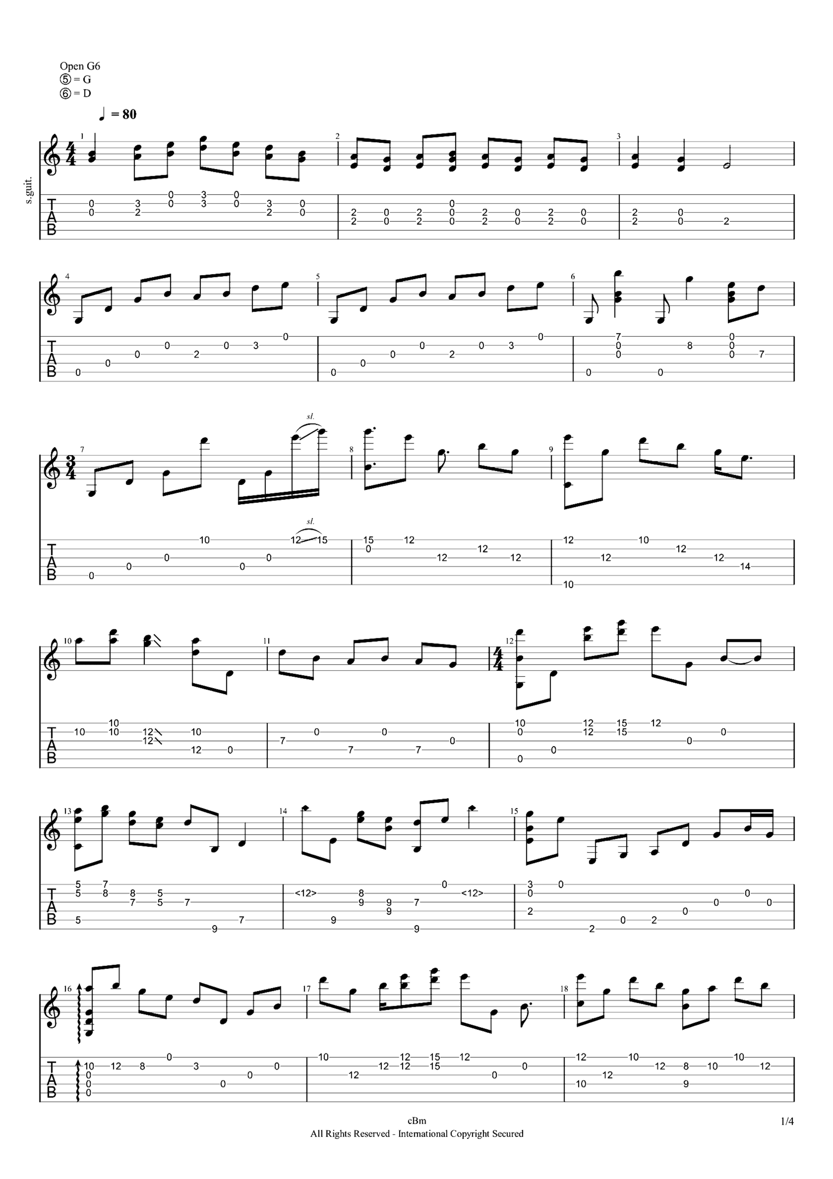 《鸿雁》吉他独奏谱-乌拉特民歌