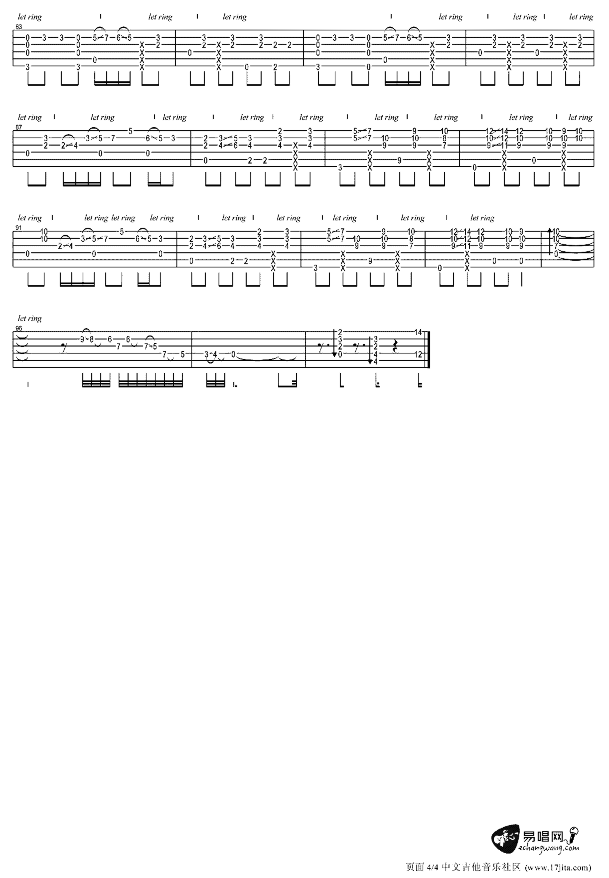 《情非得已》吉他独奏谱-张国祥,汤小康