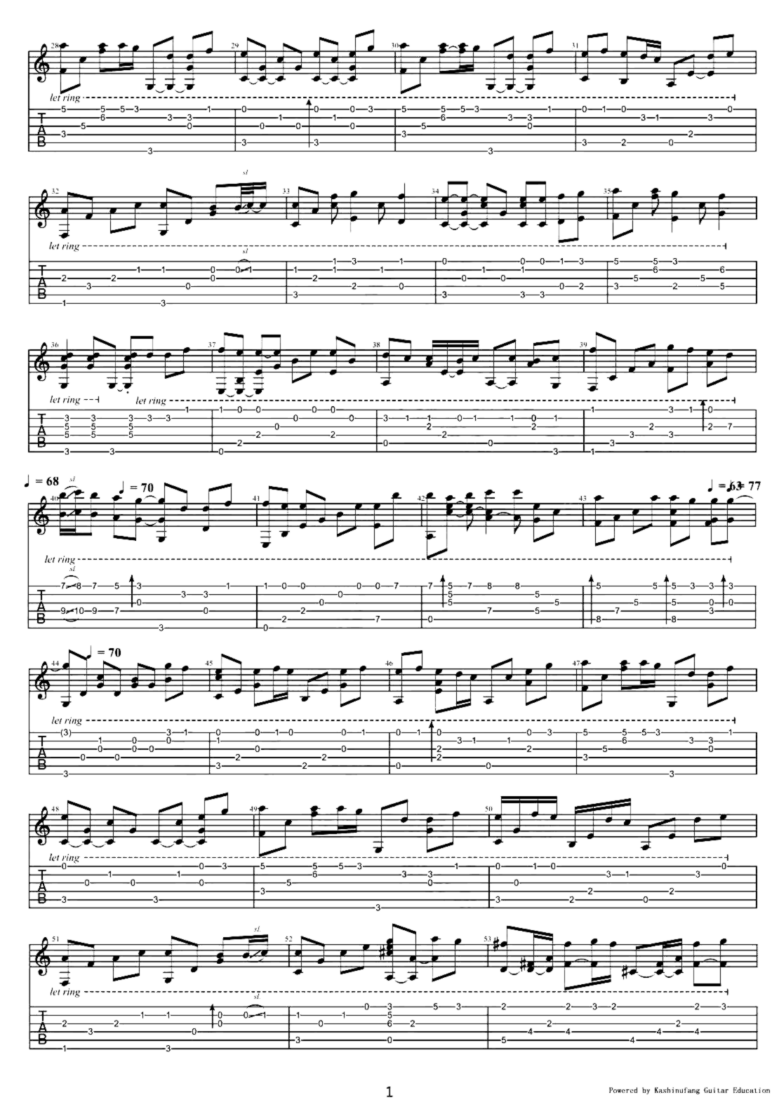 《童话》吉他独奏谱-光良