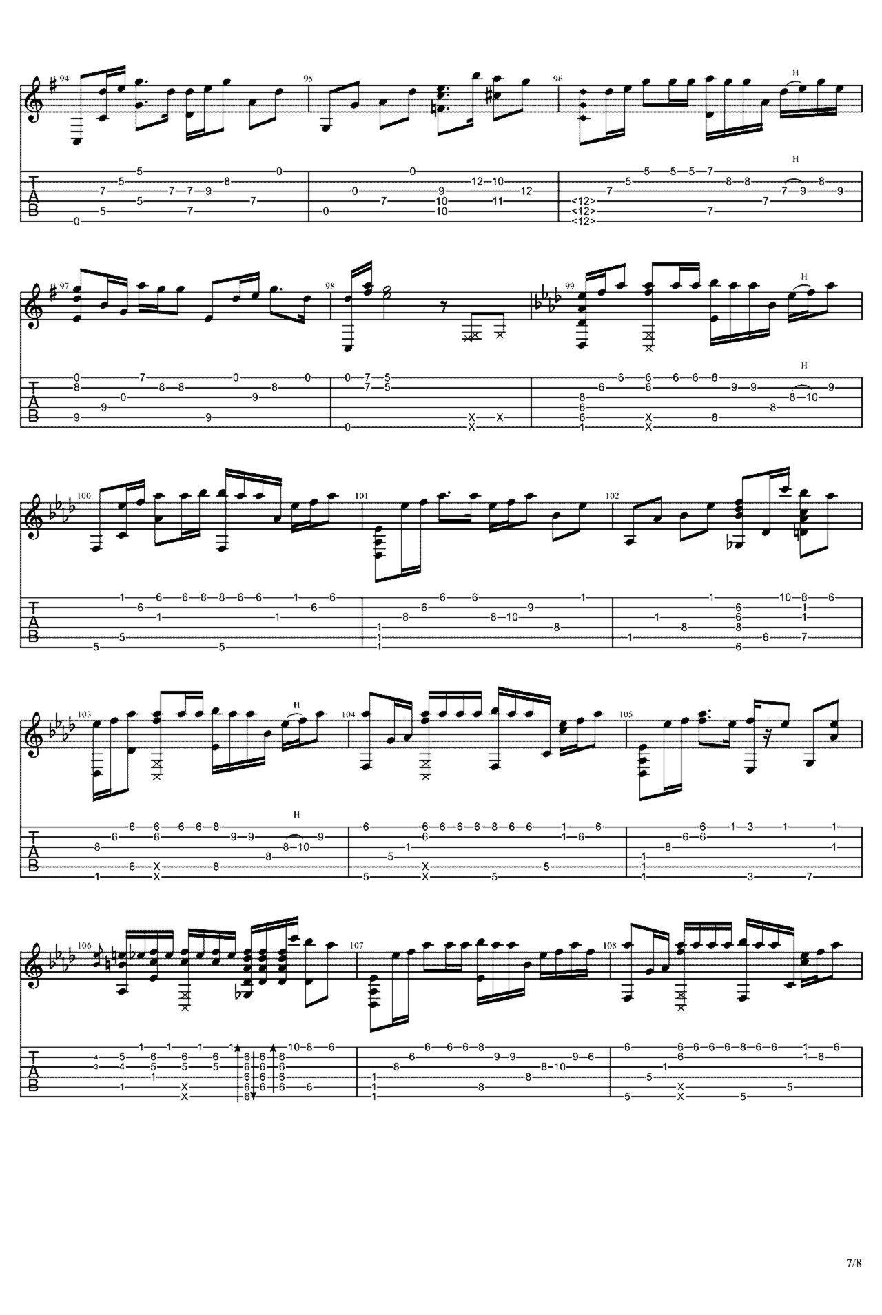 《没什么大不了》吉他独奏谱-野田洋次郎