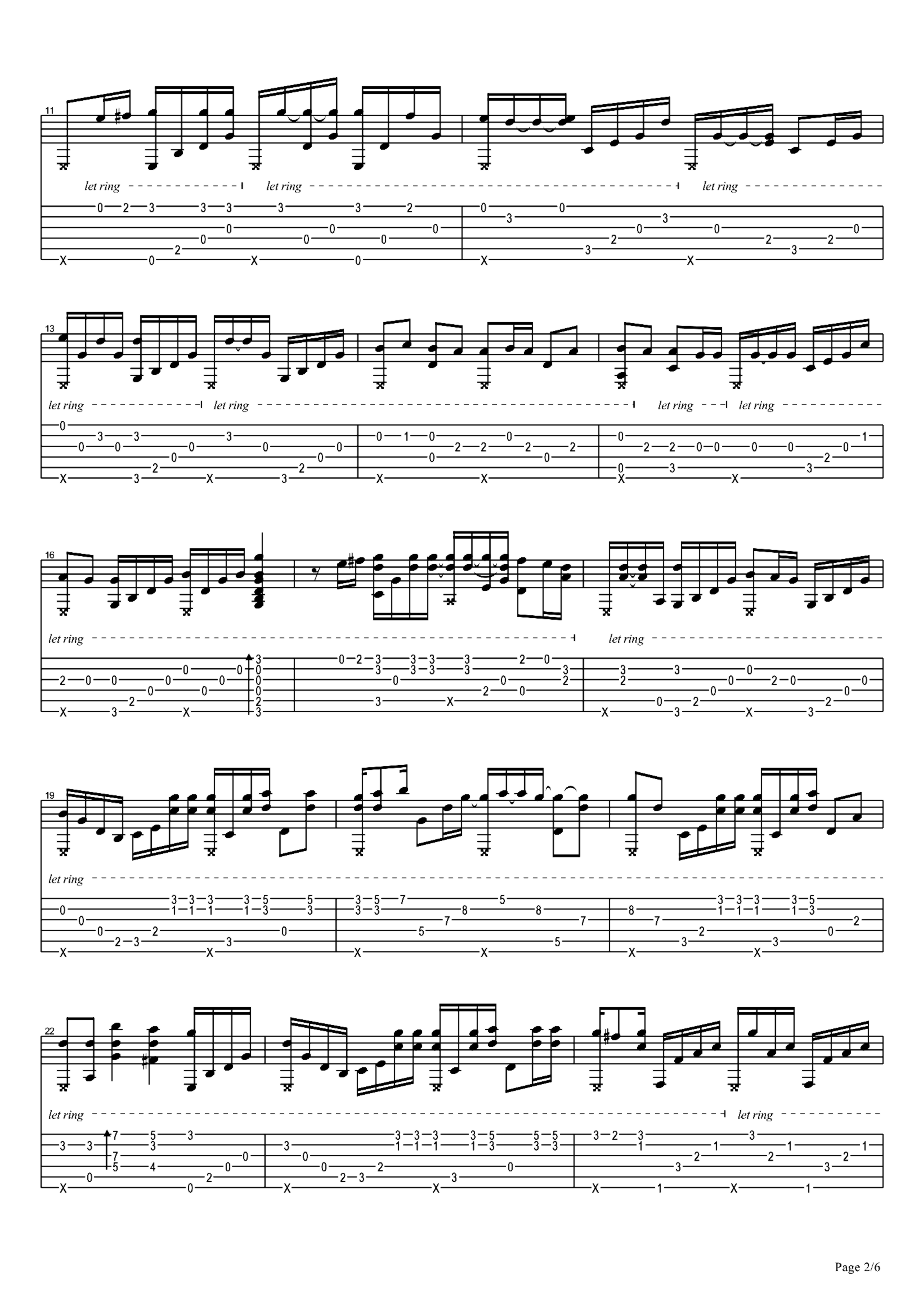 《海阔天空》吉他独奏谱-黄家驹