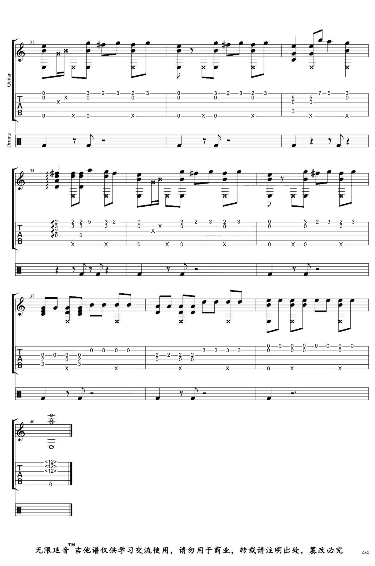 《黑人抬棺》吉他独奏谱-佚名