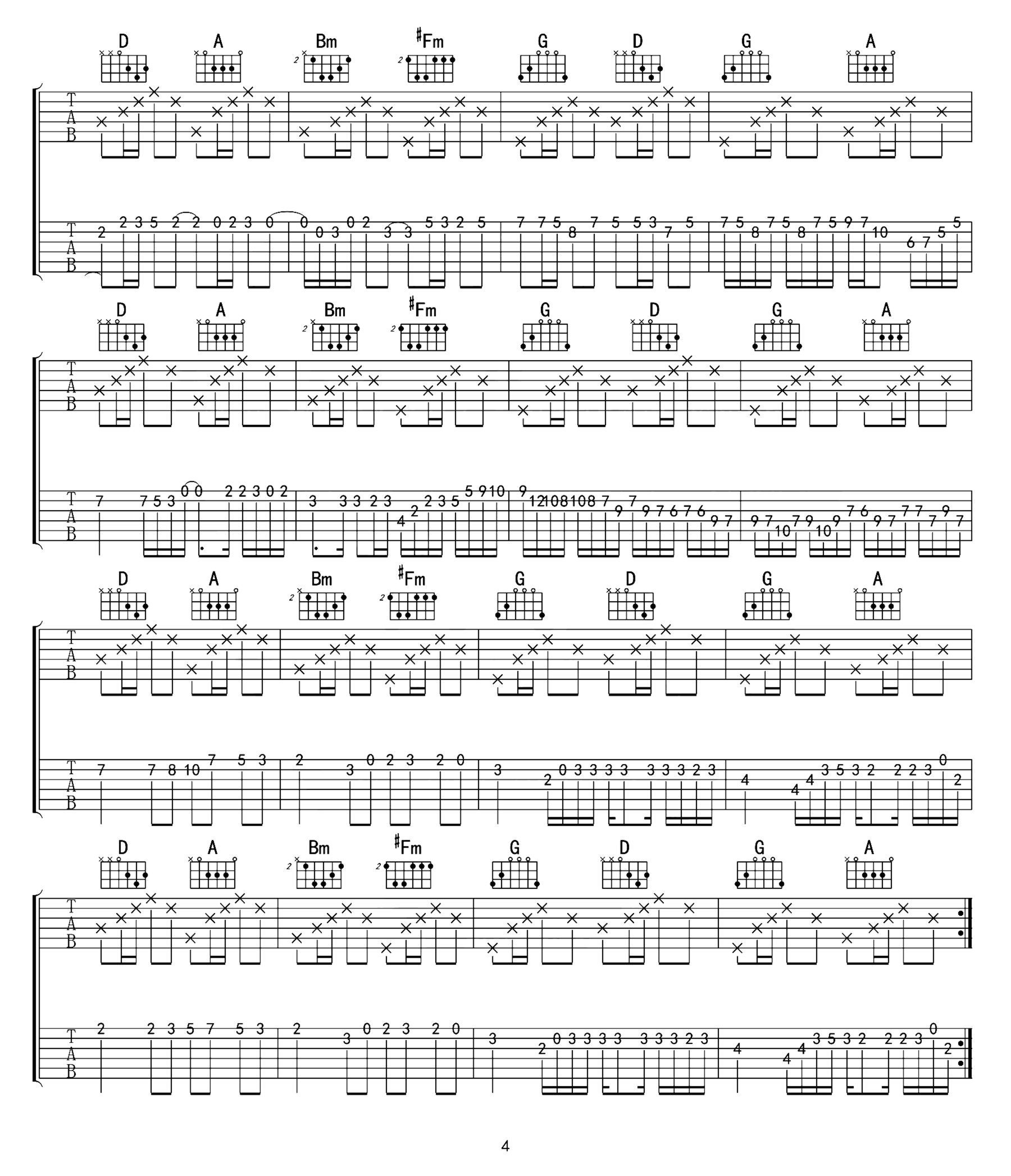 《D大调卡农》吉他独奏谱-帕赫贝尔