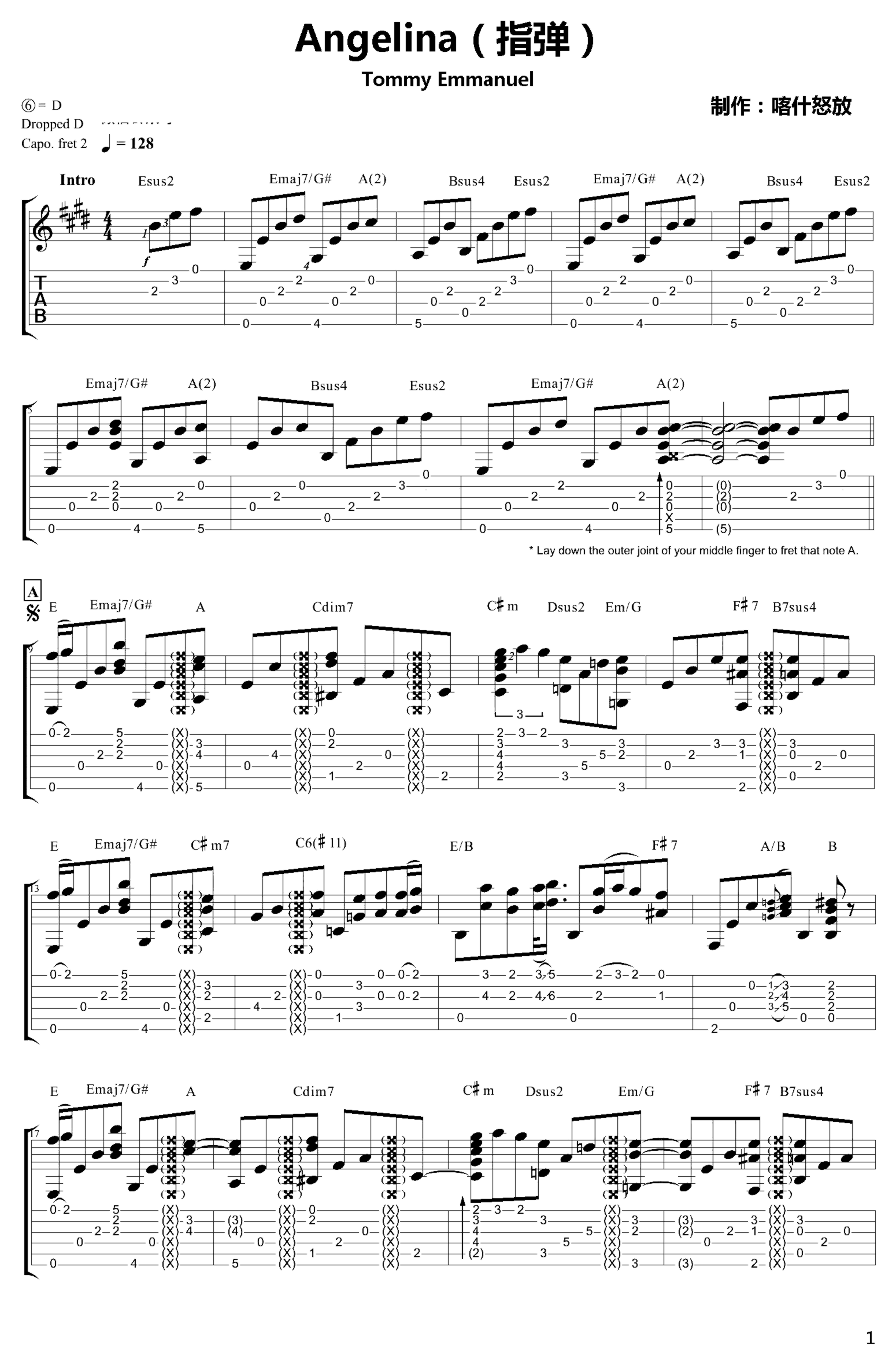 《Angelina》吉他独奏谱-Tommy