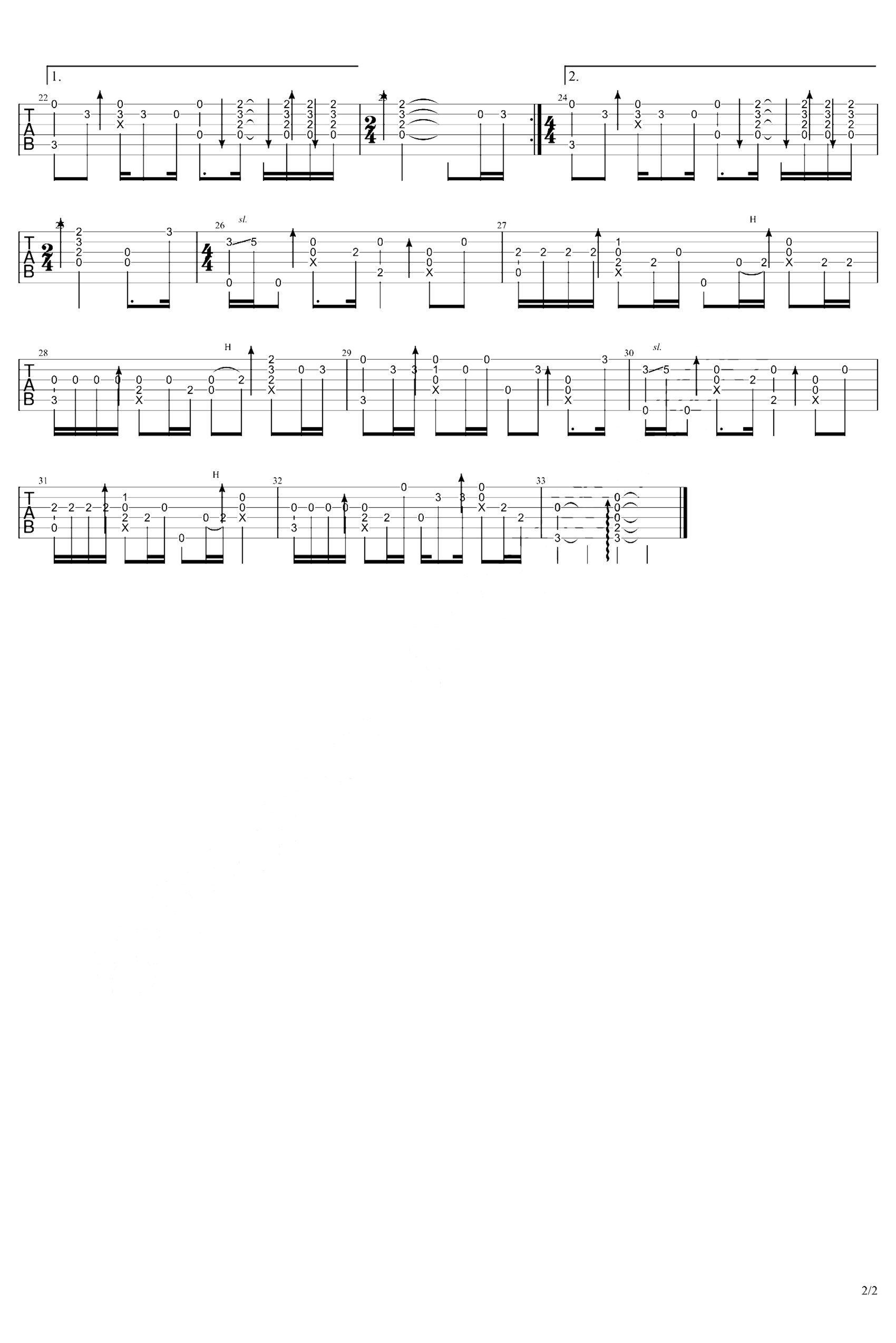 《挪威的森林》吉他独奏谱-伍佰