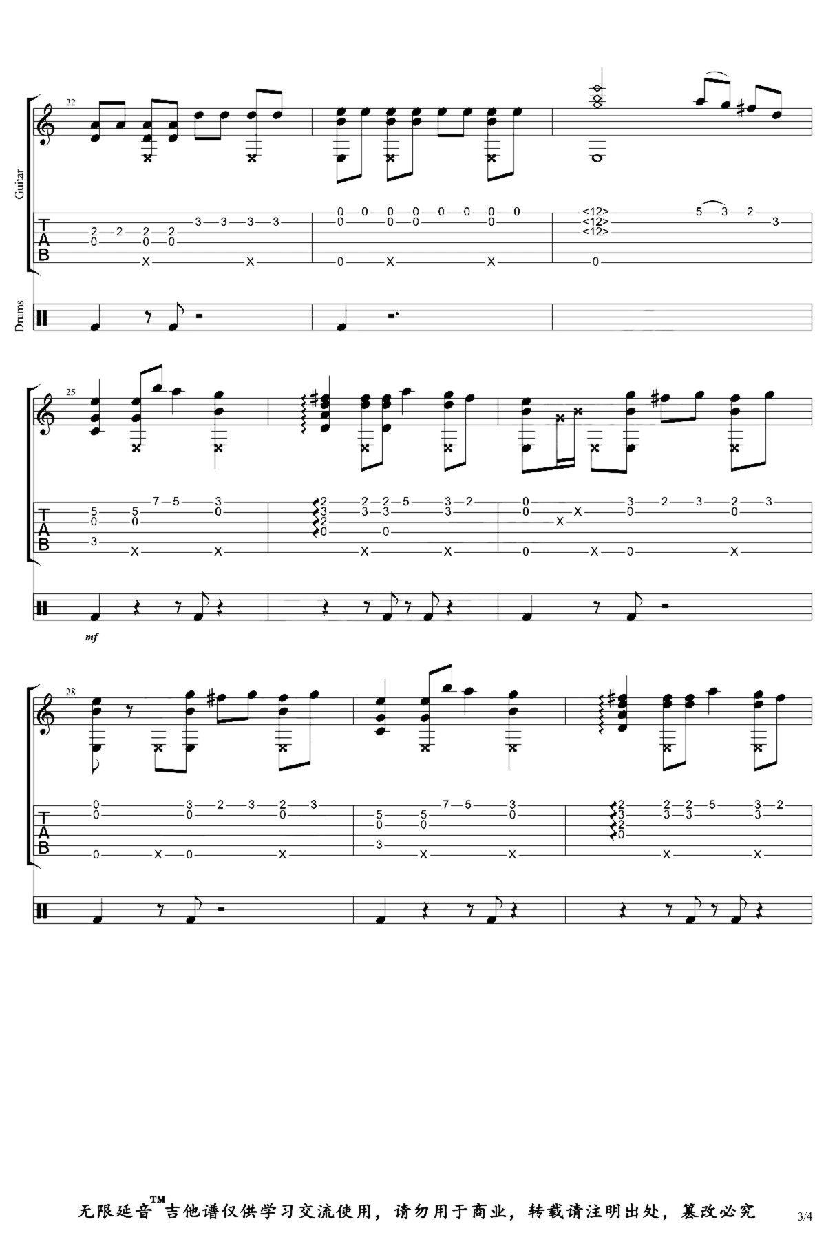 《黑人抬棺》吉他独奏谱-佚名