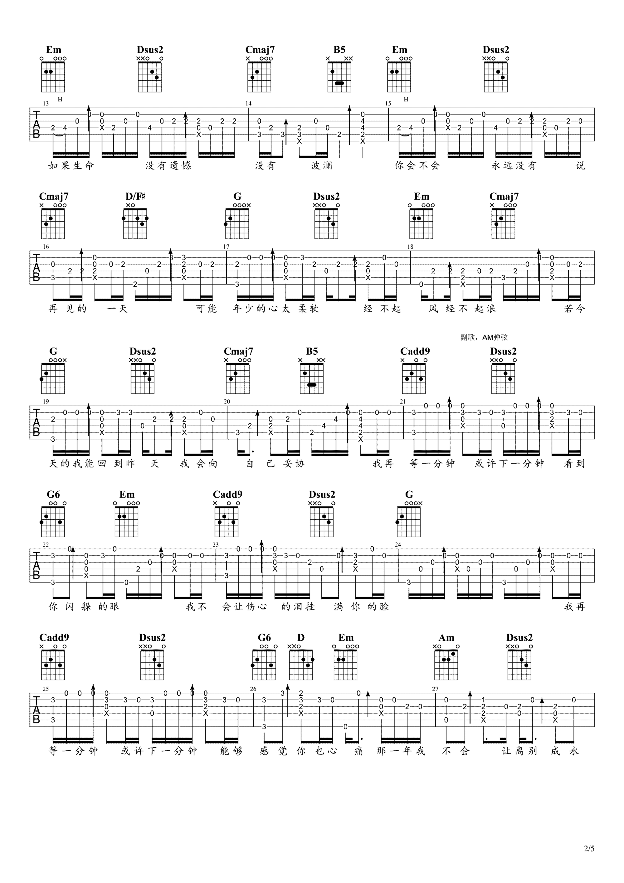 《等一分钟》吉他独奏谱-徐誉滕