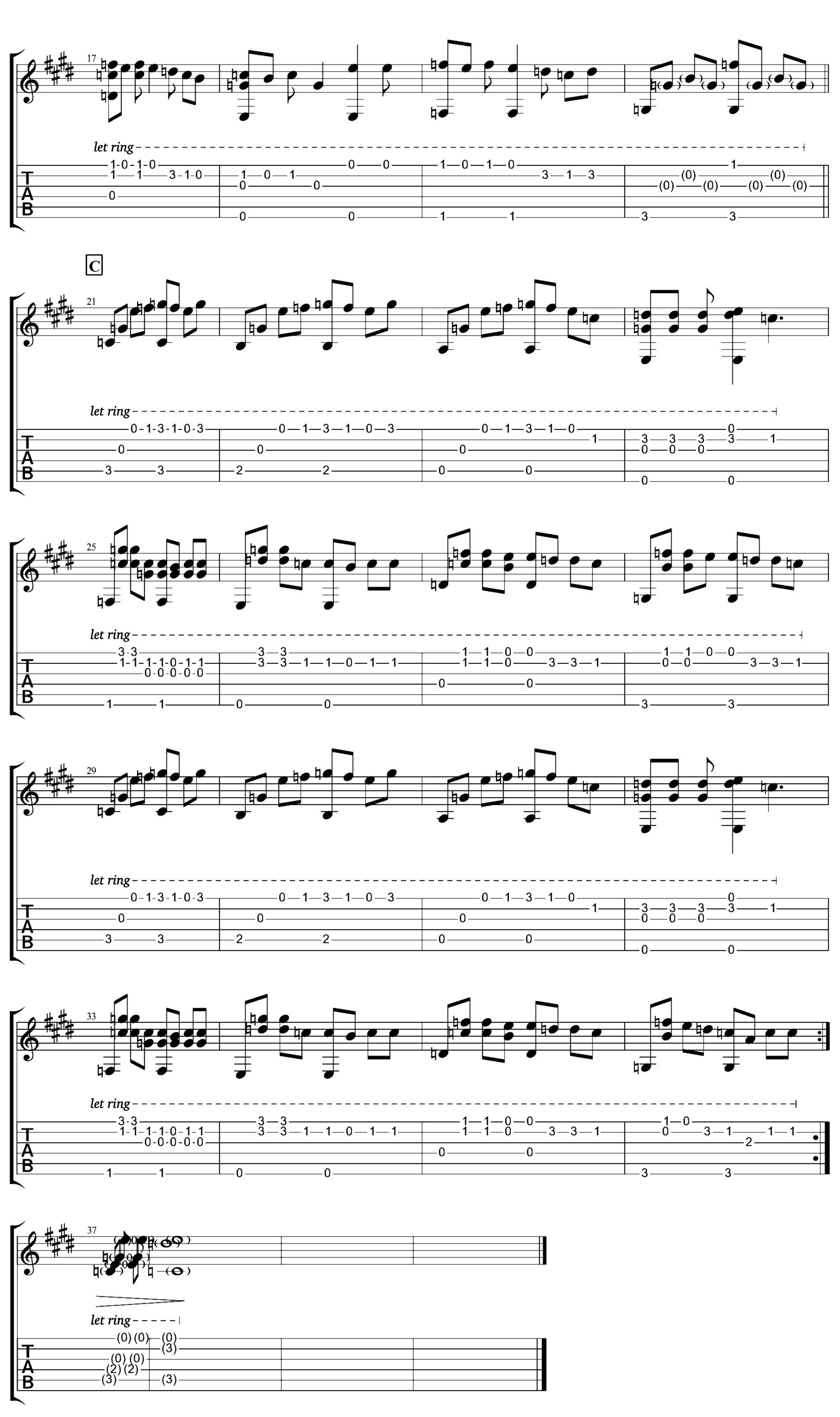 《安静》吉他独奏谱-周杰伦